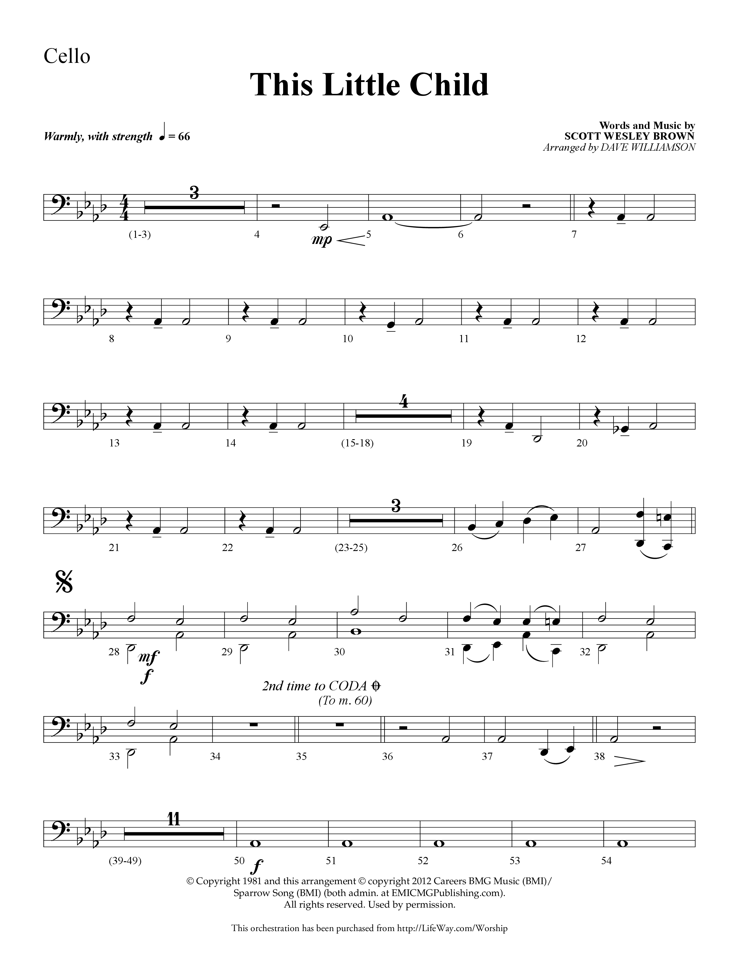 This Little Child (Choral Anthem SATB) Cello (Lifeway Choral / Arr. Dave Williamson)