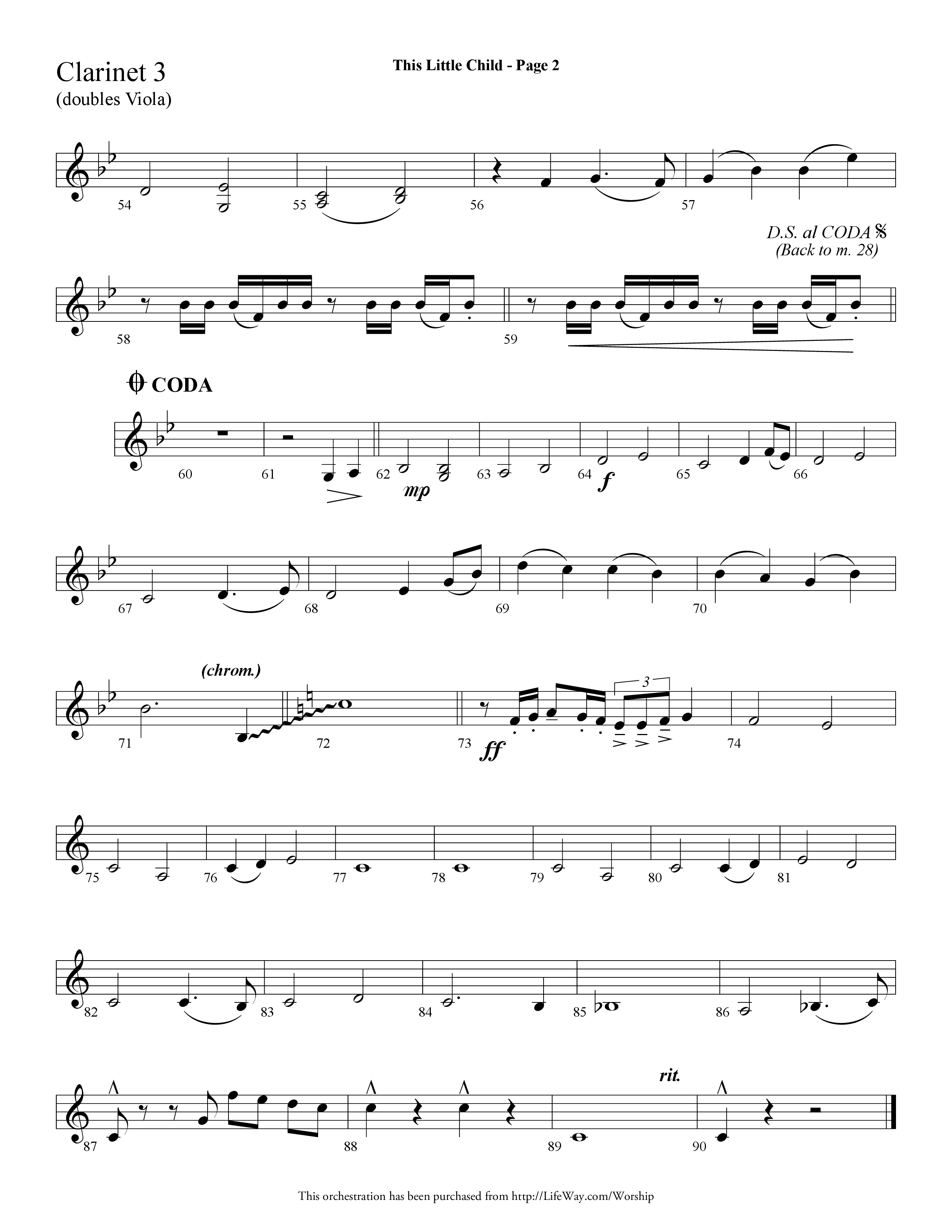 This Little Child (Choral Anthem SATB) Clarinet 3 (Lifeway Choral / Arr. Dave Williamson)