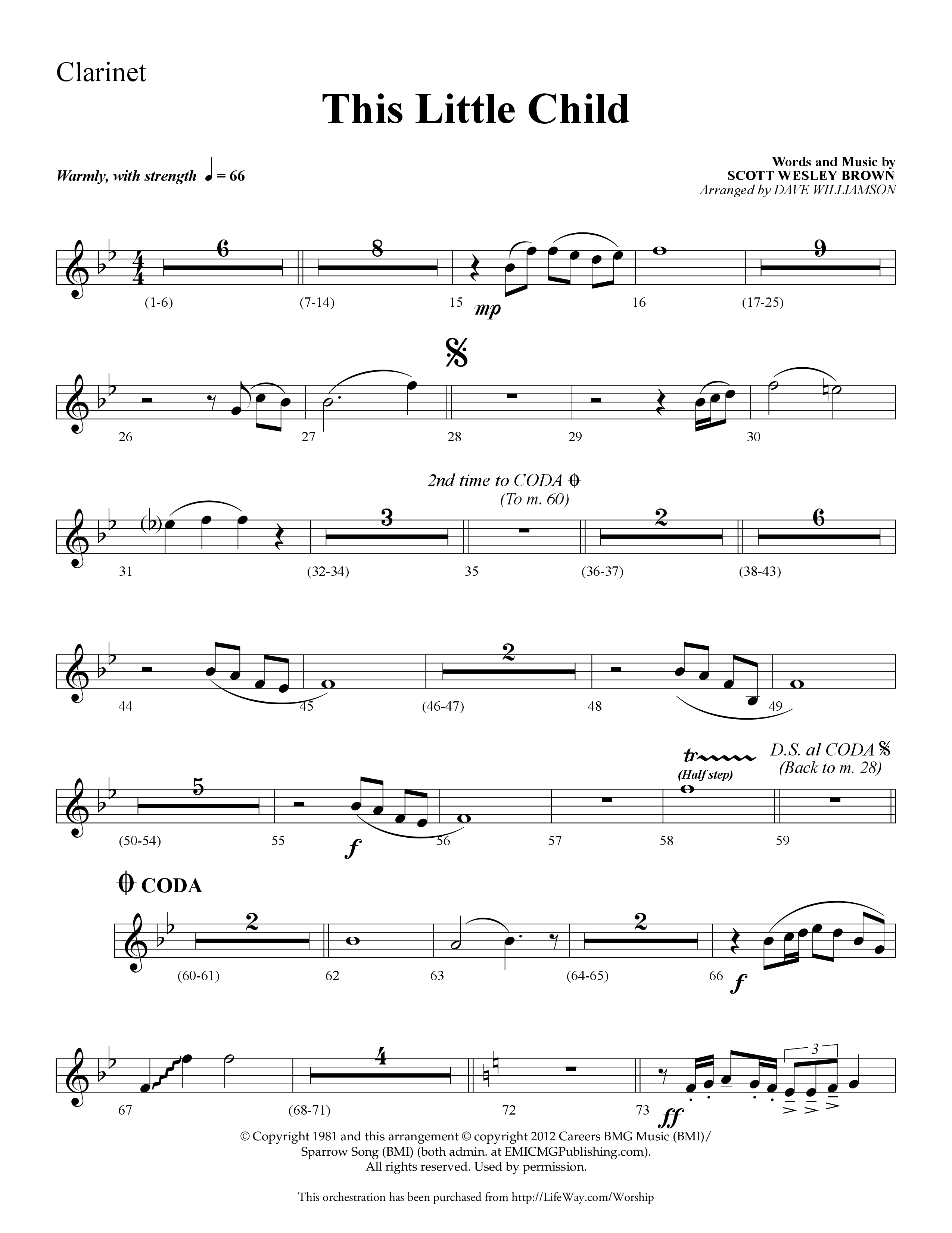 This Little Child (Choral Anthem SATB) Clarinet (Lifeway Choral / Arr. Dave Williamson)
