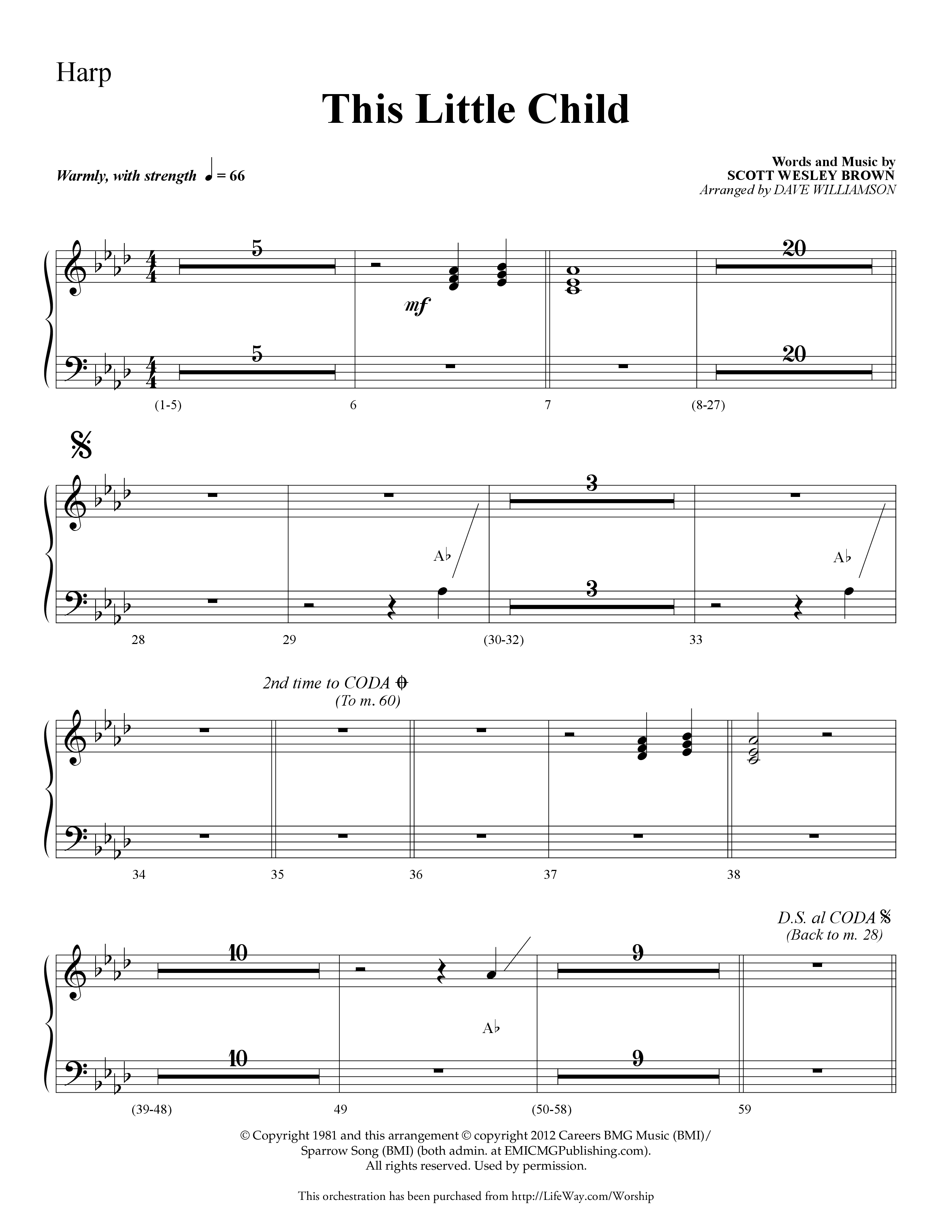 This Little Child (Choral Anthem SATB) Harp (Lifeway Choral / Arr. Dave Williamson)