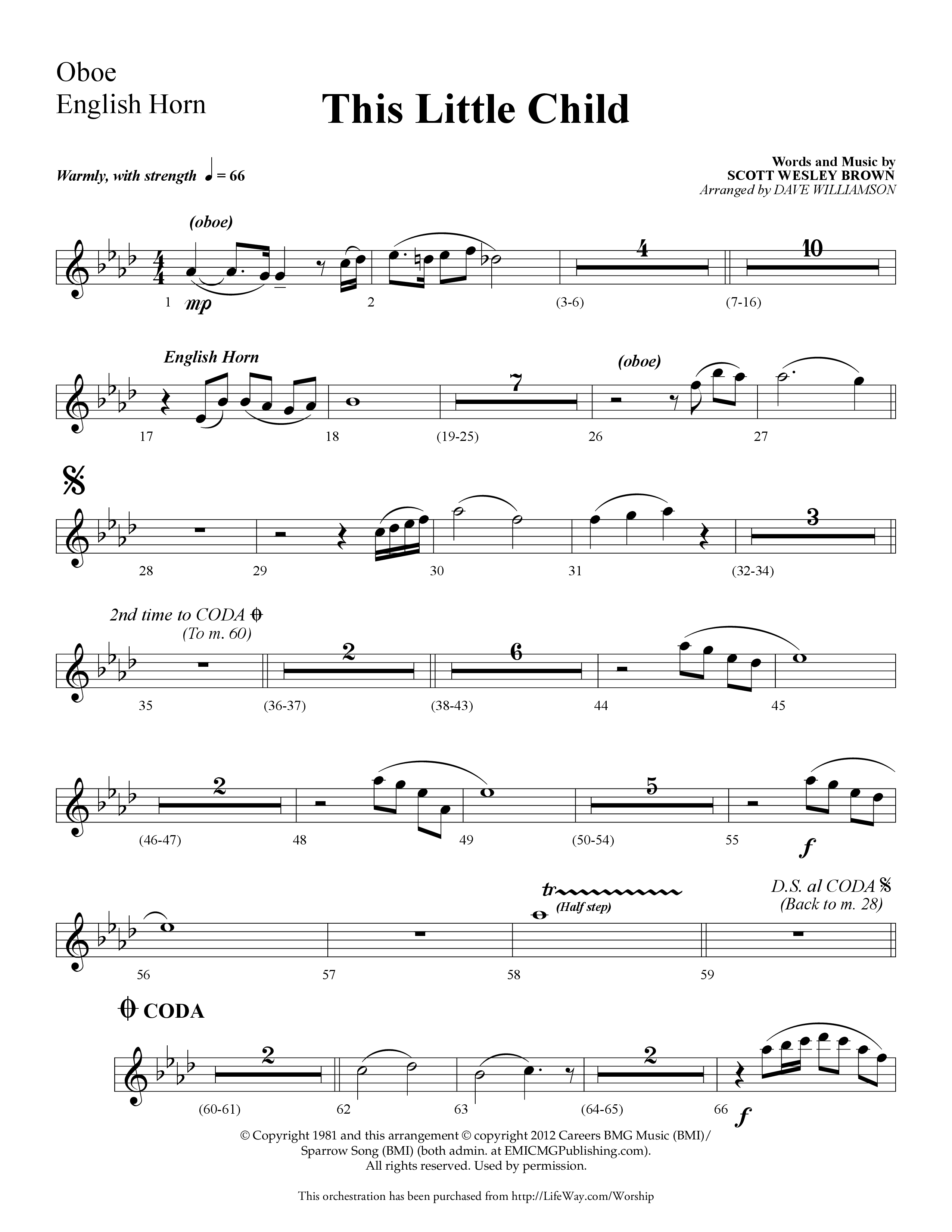 This Little Child (Choral Anthem SATB) Oboe (Lifeway Choral / Arr. Dave Williamson)