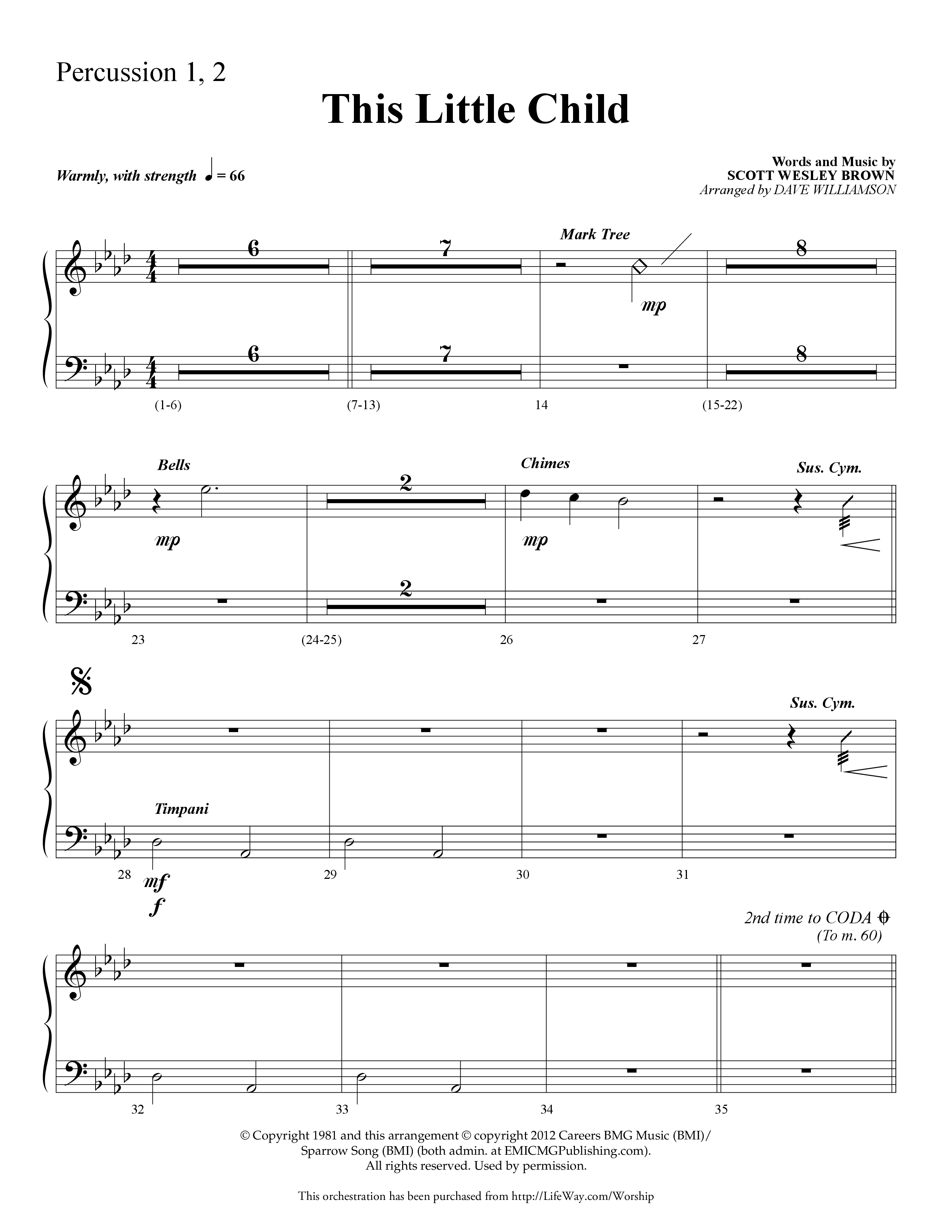 This Little Child (Choral Anthem SATB) Percussion 1/2 (Lifeway Choral / Arr. Dave Williamson)