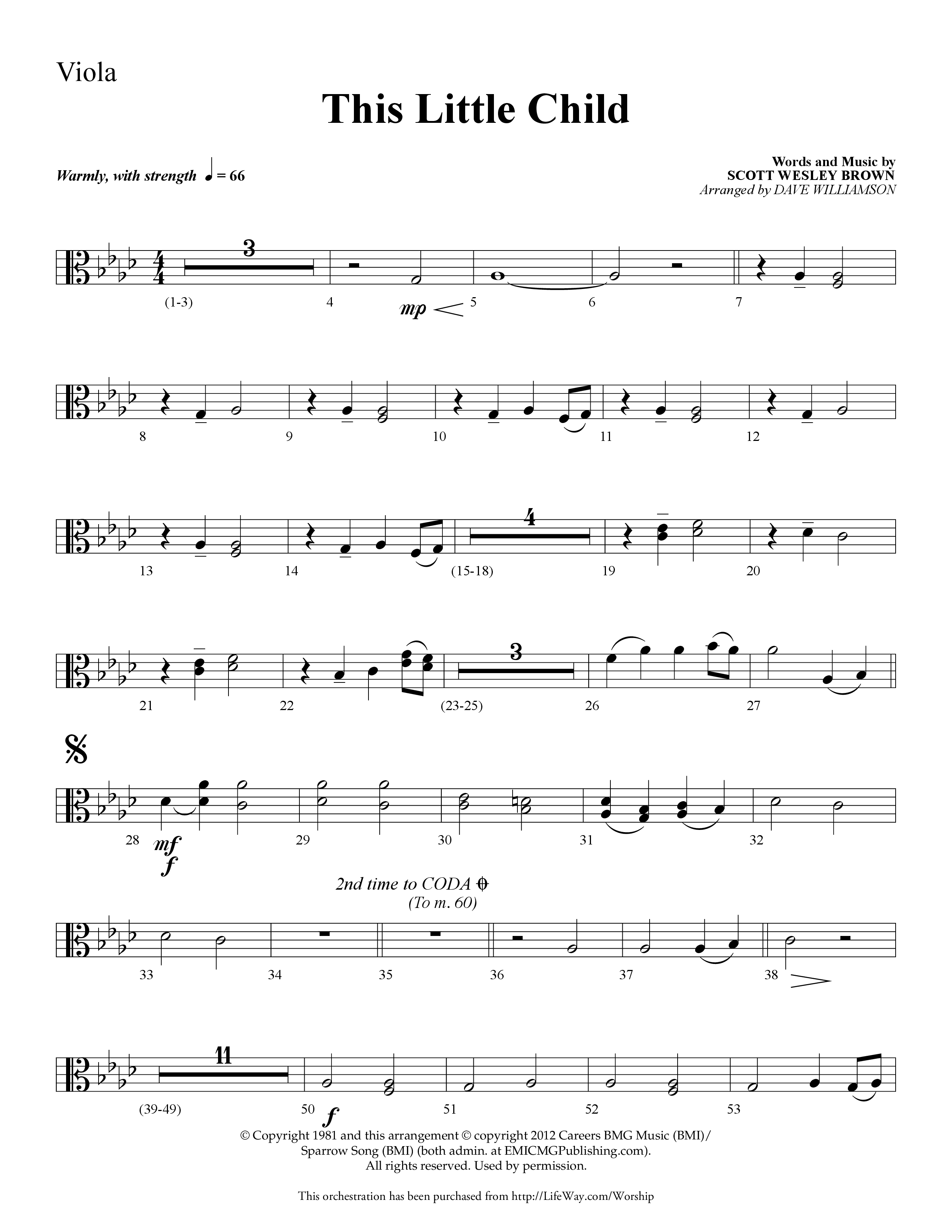 This Little Child (Choral Anthem SATB) Viola (Lifeway Choral / Arr. Dave Williamson)