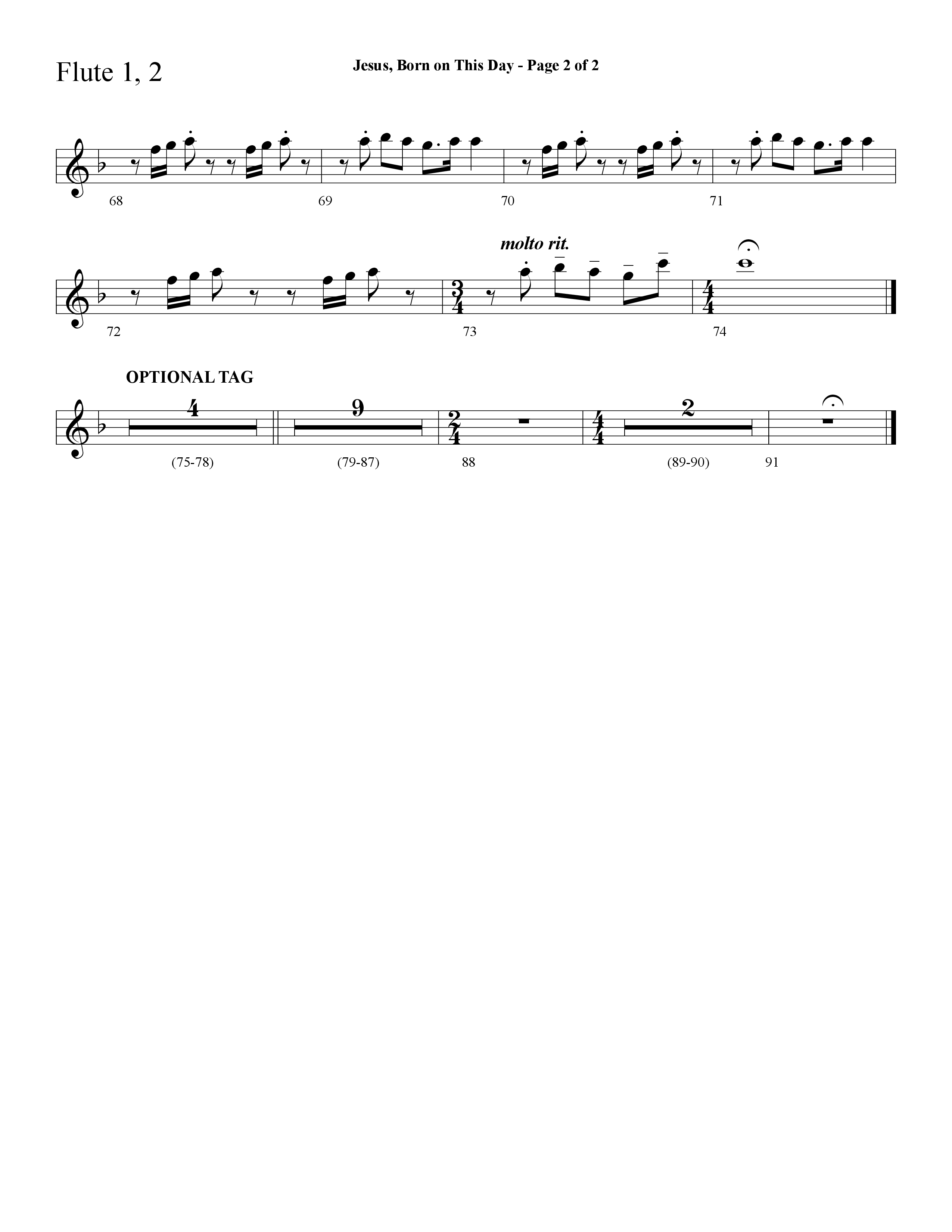 Jesus Born On This Day (Choral Anthem SATB) Flute 1/2 (Lifeway Choral / Arr. Cliff Duren)