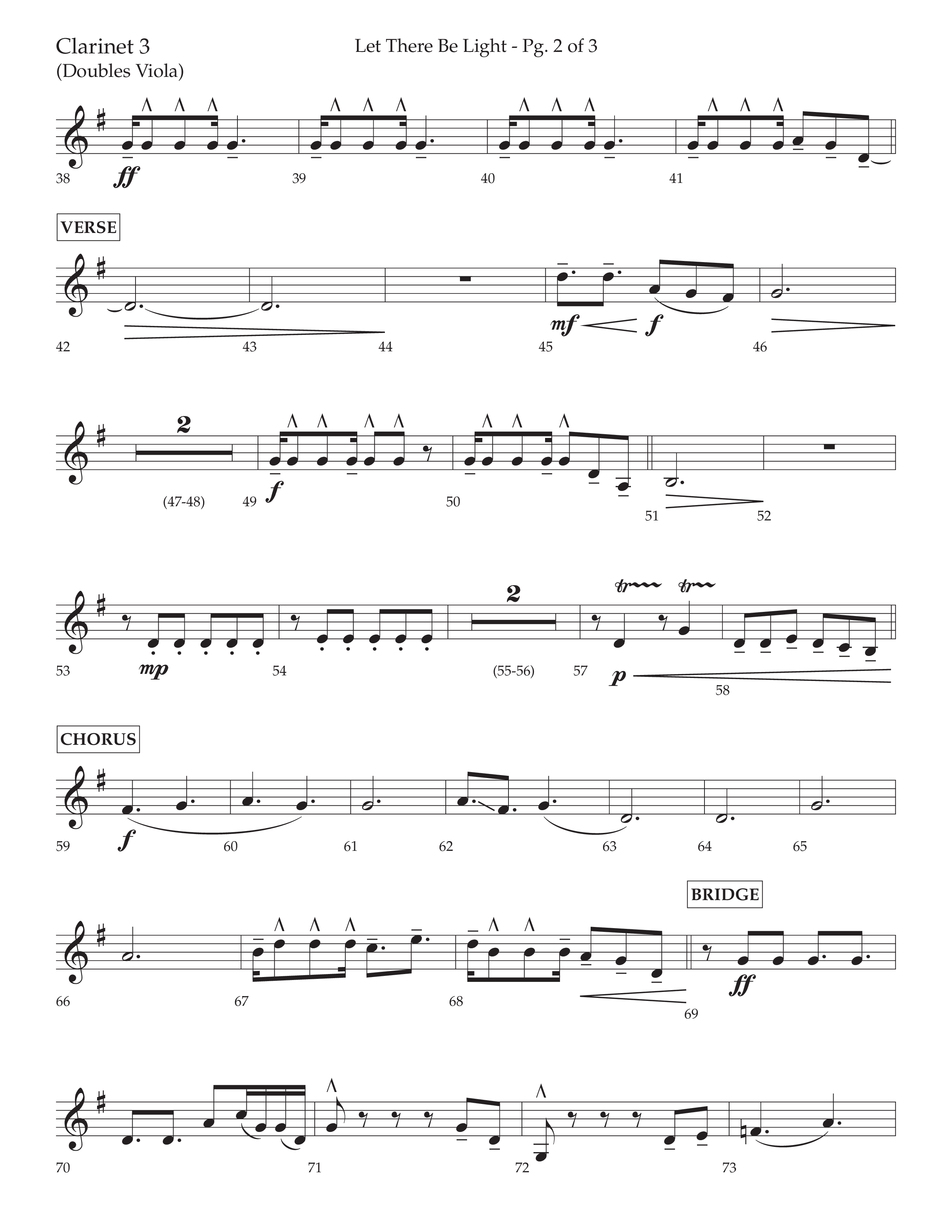 Let There Be Light (Choral Anthem SATB) Clarinet 3 (Lifeway Choral / Arr. Cliff Duren)