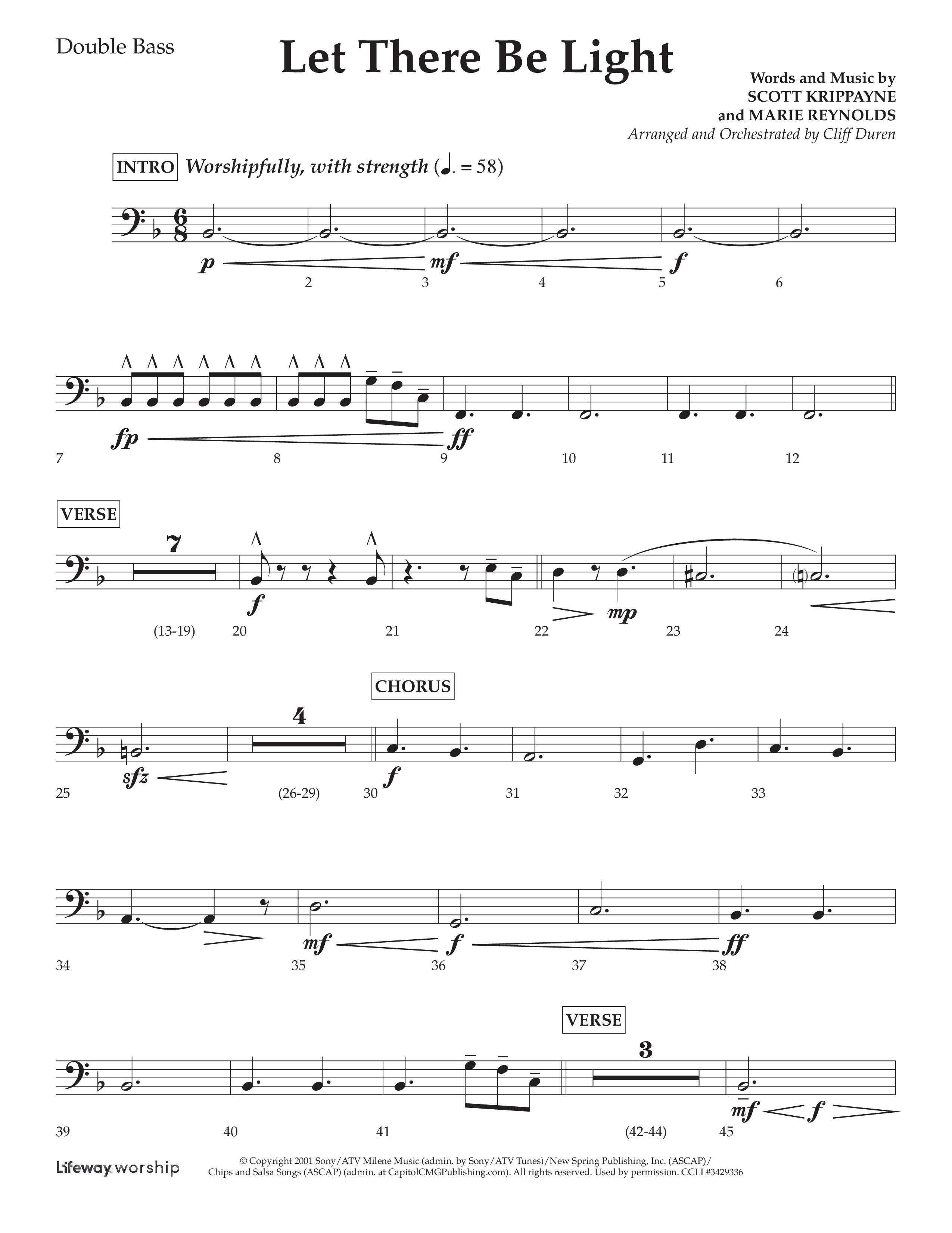 Let There Be Light (Choral Anthem SATB) Double Bass (Lifeway Choral / Arr. Cliff Duren)