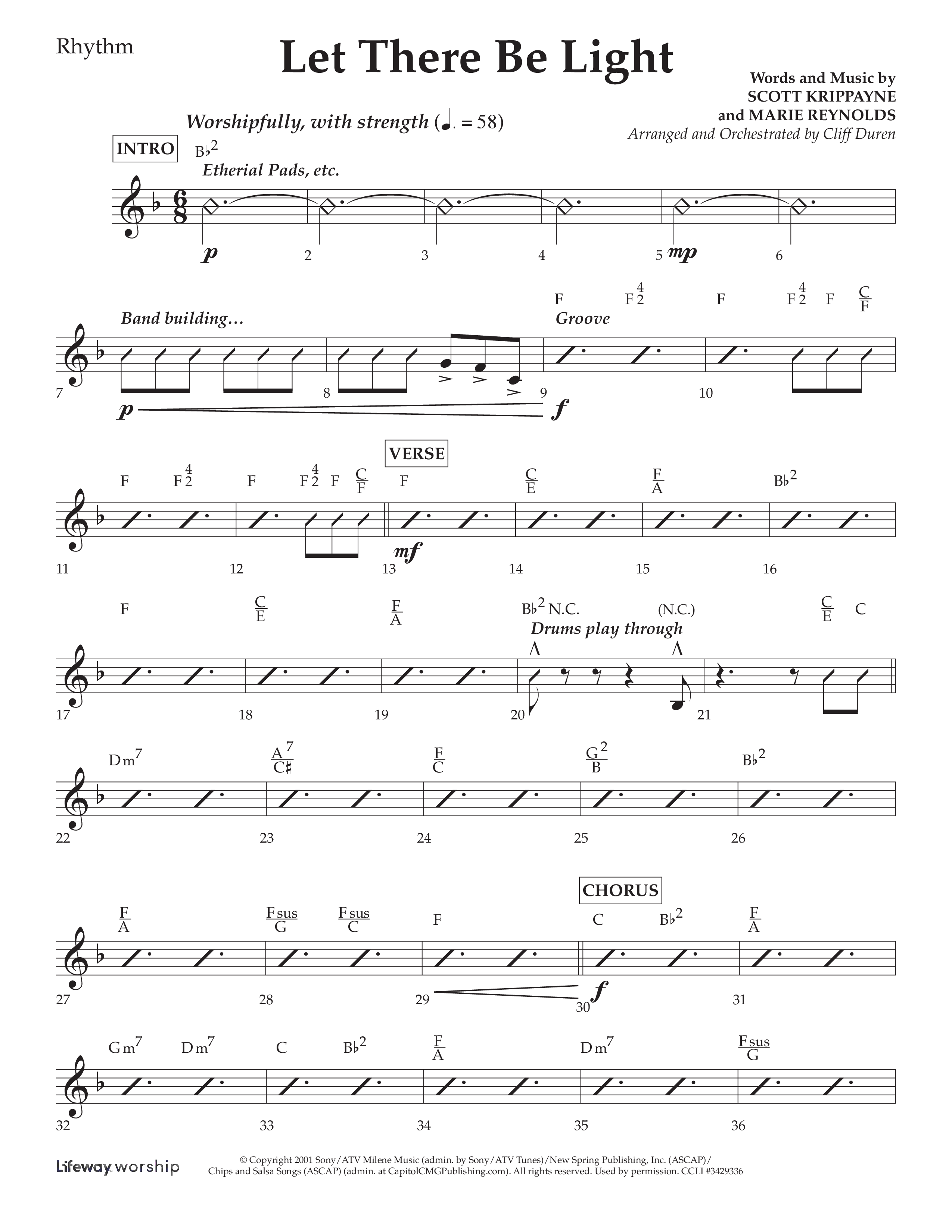 Let There Be Light (Choral Anthem SATB) Rhythm Chart (Lifeway Choral / Arr. Cliff Duren)