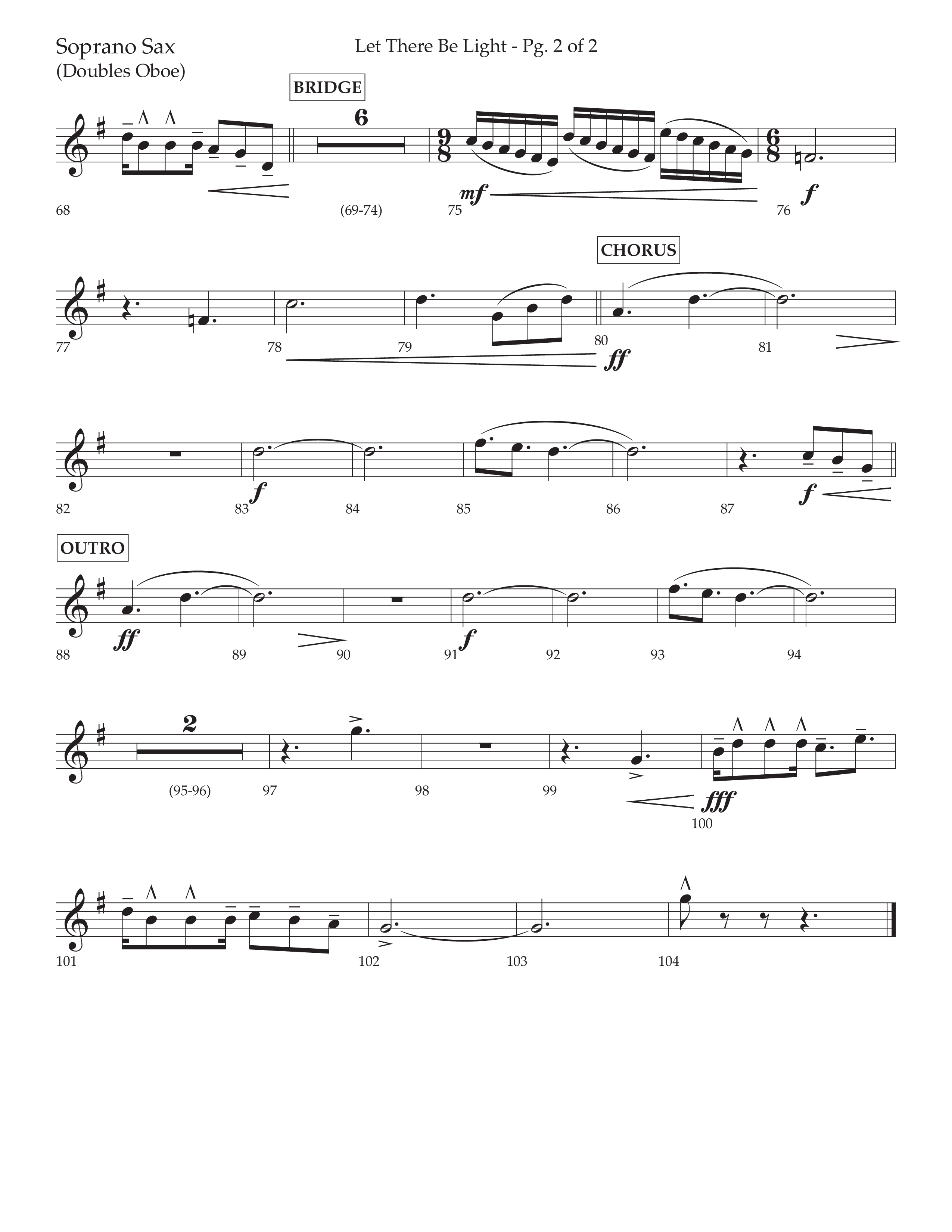 Let There Be Light (Choral Anthem SATB) Soprano Sax (Lifeway Choral / Arr. Cliff Duren)