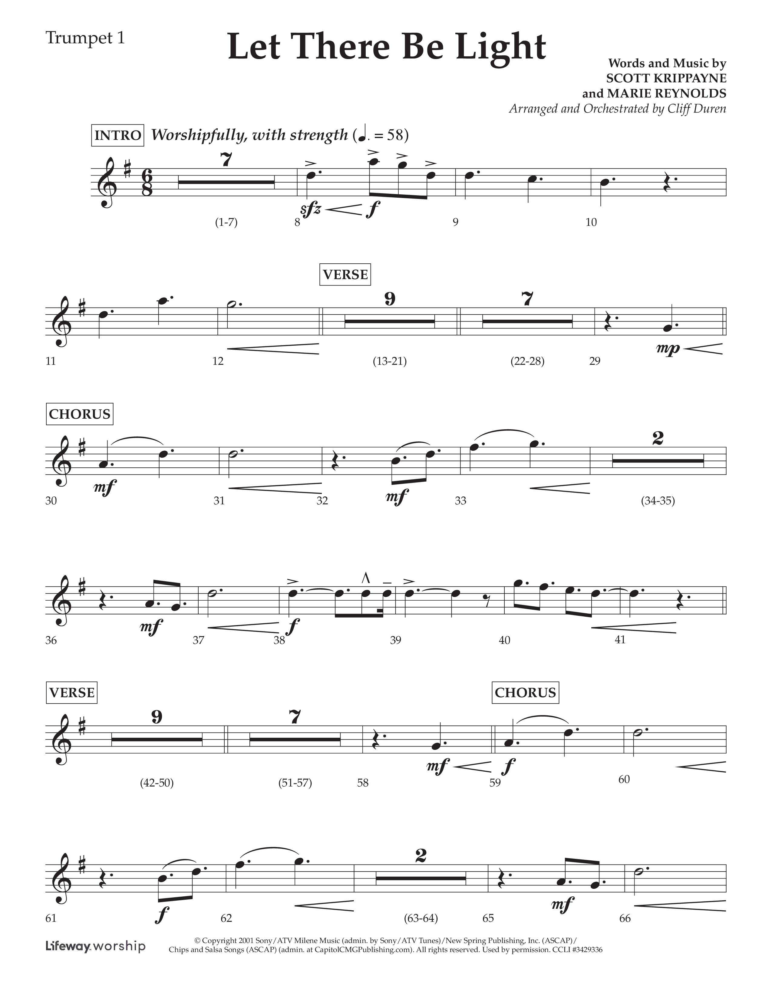 Let There Be Light (Choral Anthem SATB) Trumpet 1 (Lifeway Choral / Arr. Cliff Duren)