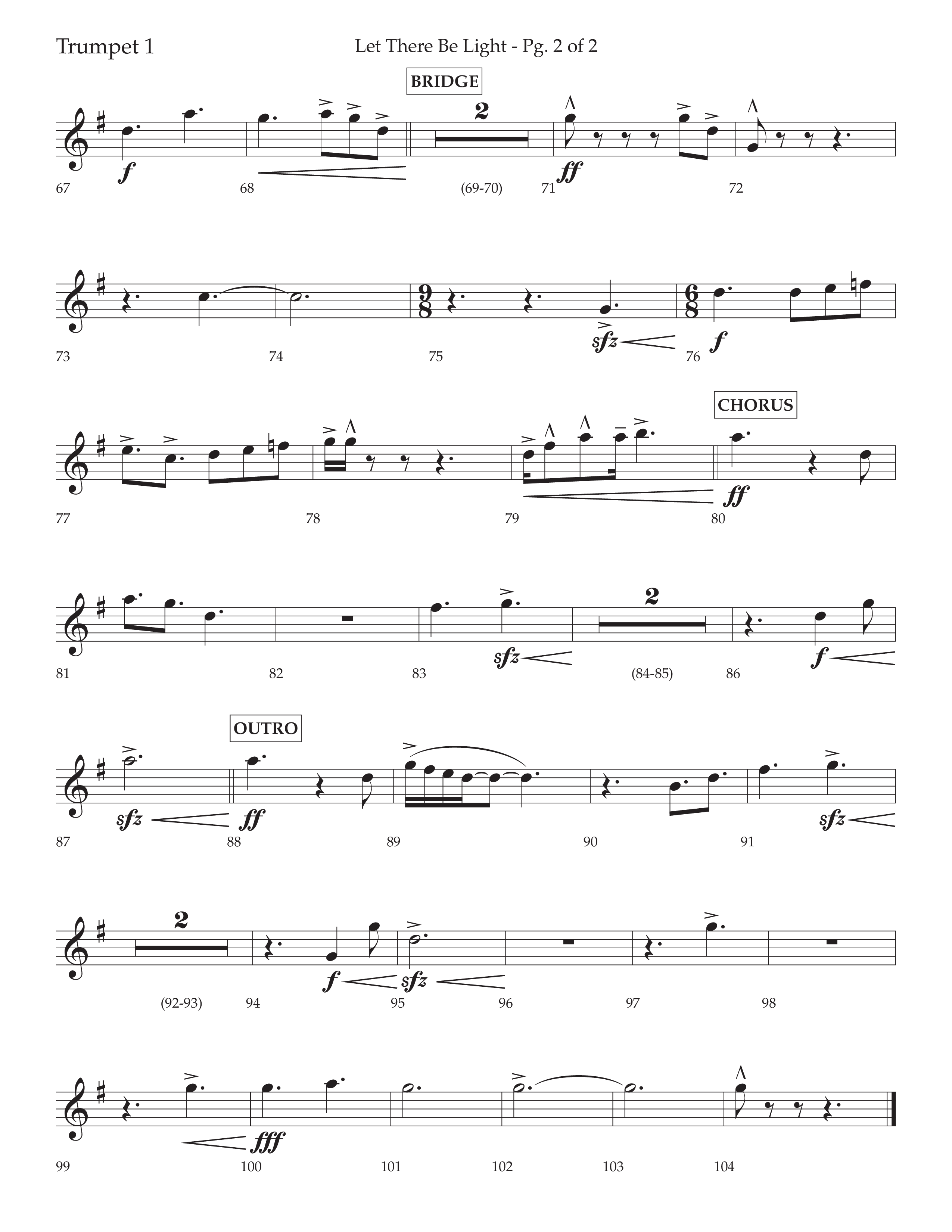 Let There Be Light (Choral Anthem SATB) Trumpet 1 (Lifeway Choral / Arr. Cliff Duren)