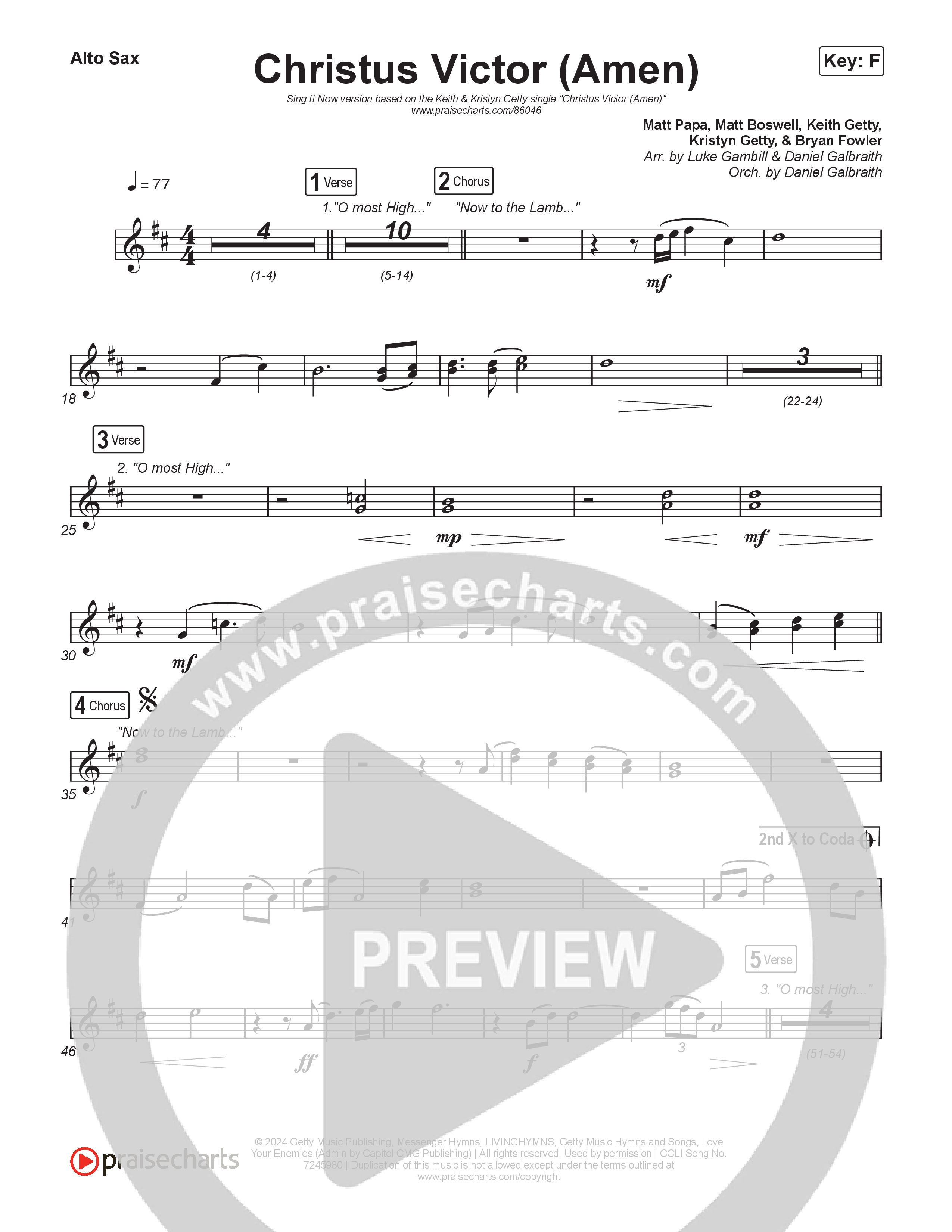 Christus Victor (Amen) (Sing It Now) Alto Sax (Keith & Kristyn Getty / Arr. Luke Gambill)