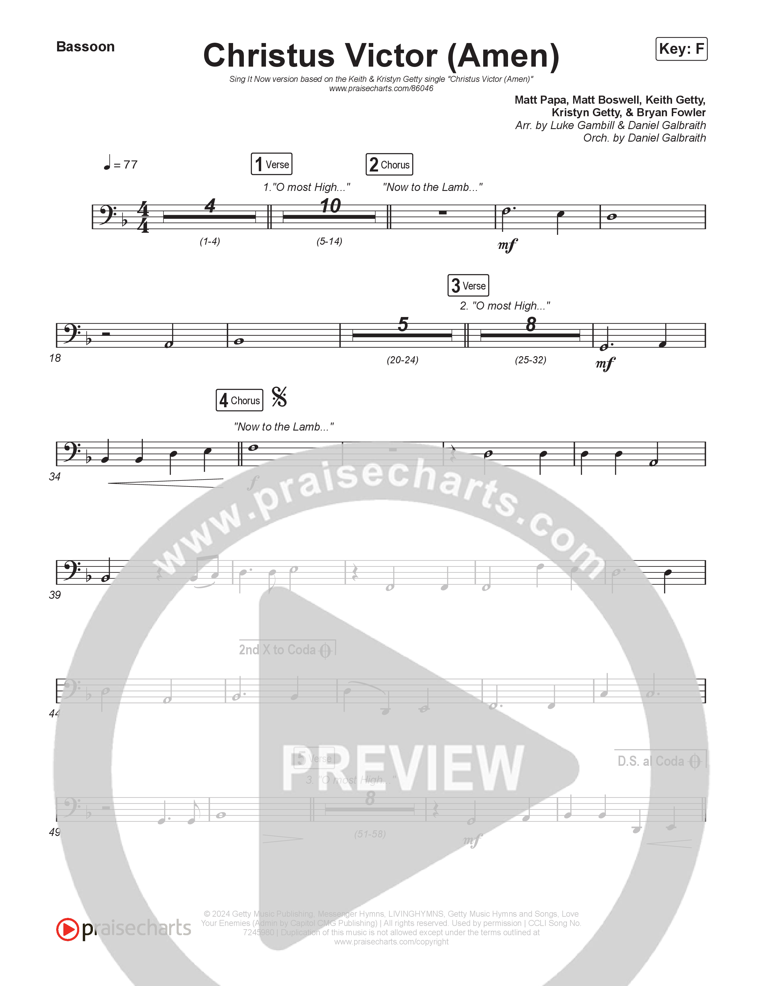 Christus Victor (Amen) (Sing It Now) Bassoon (Keith & Kristyn Getty / Arr. Luke Gambill)