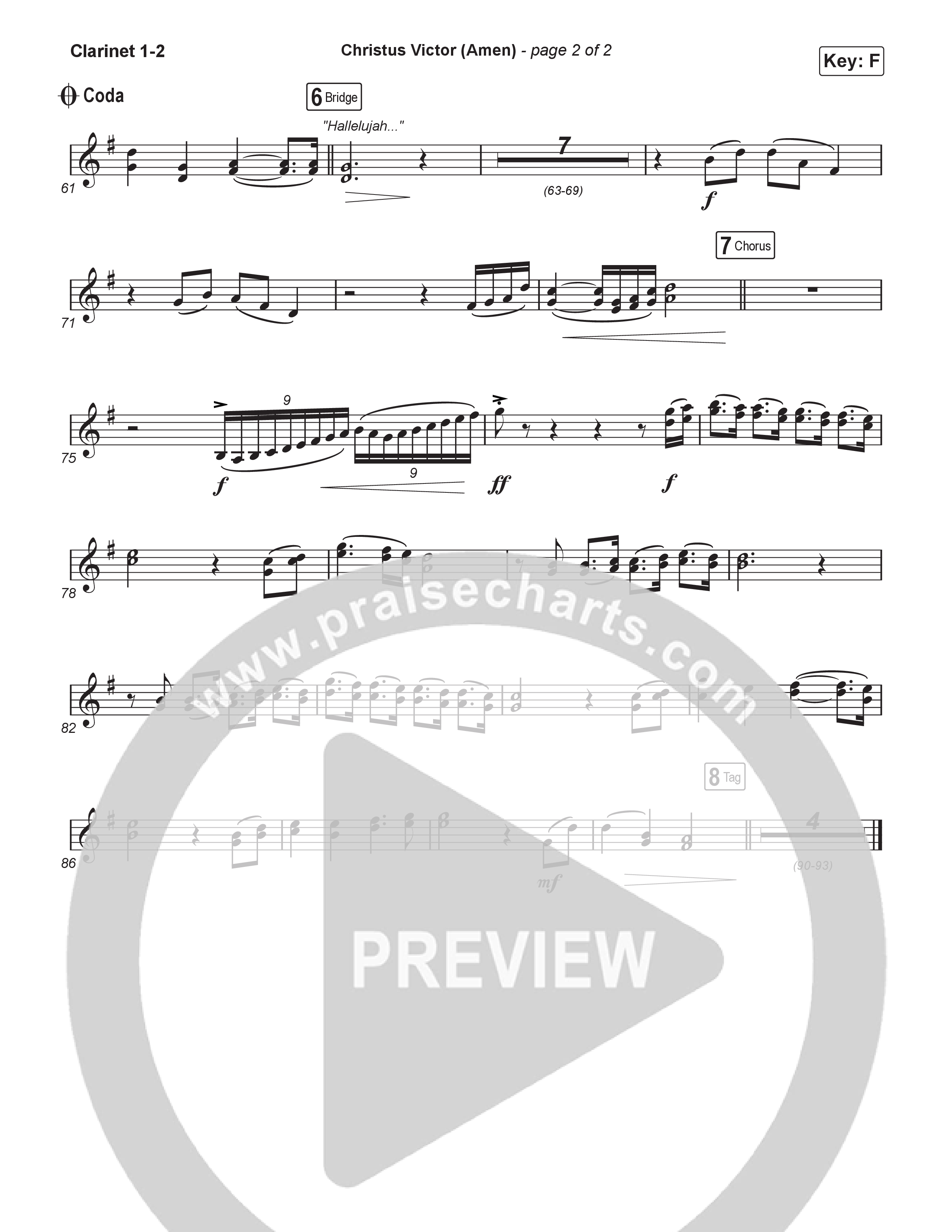 Christus Victor (Amen) (Sing It Now) Clarinet 1/2 (Keith & Kristyn Getty / Arr. Luke Gambill)