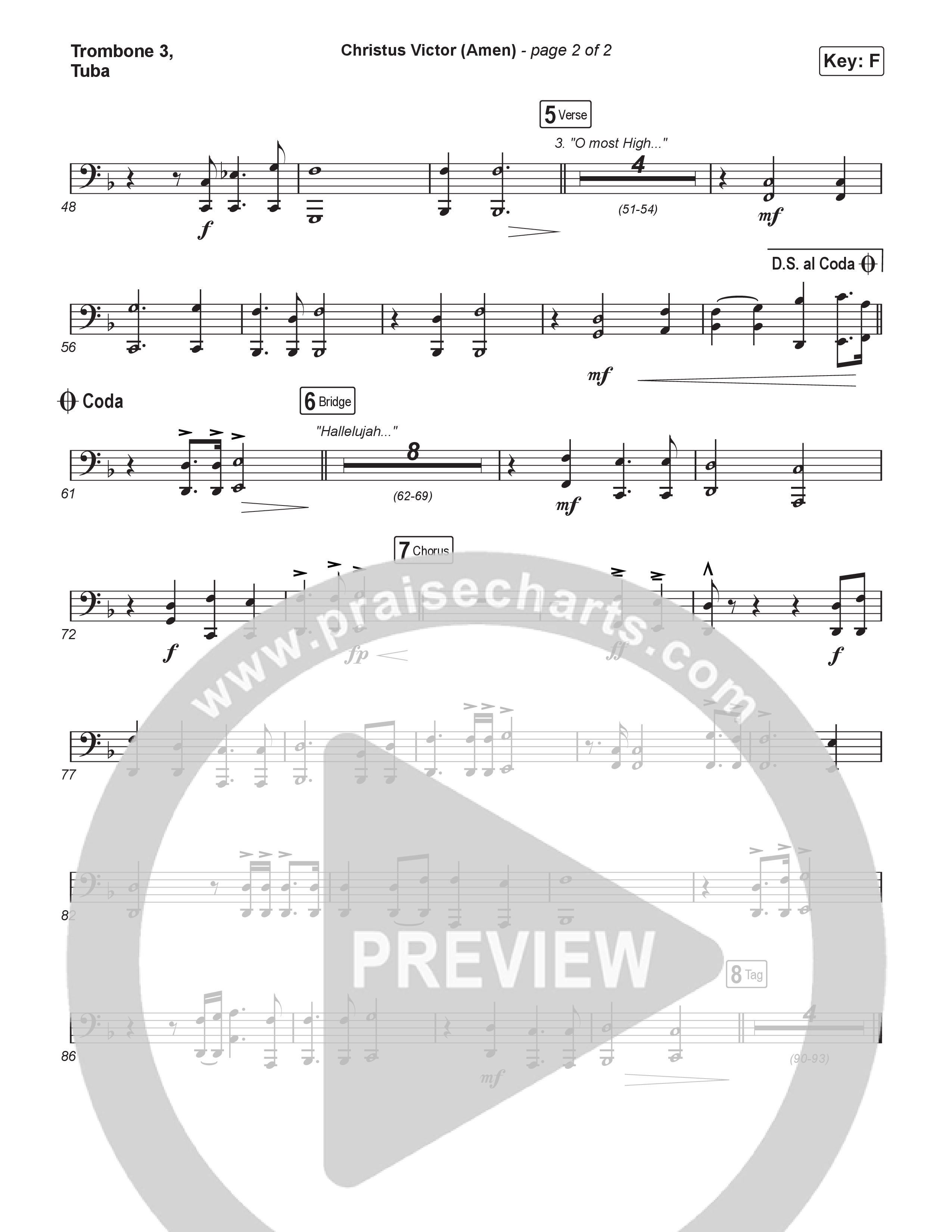 Christus Victor (Amen) (Sing It Now) Trombone 3/Tuba (Keith & Kristyn Getty / Arr. Luke Gambill)