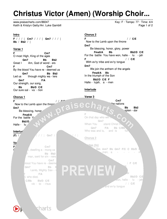 Christus Victor (Amen) (Worship Choir/SAB) Chords & Lyrics (Keith & Kristyn Getty / Arr. Luke Gambill)