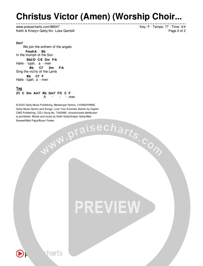 Christus Victor (Amen) (Worship Choir/SAB) Chords & Lyrics (Keith & Kristyn Getty / Arr. Luke Gambill)