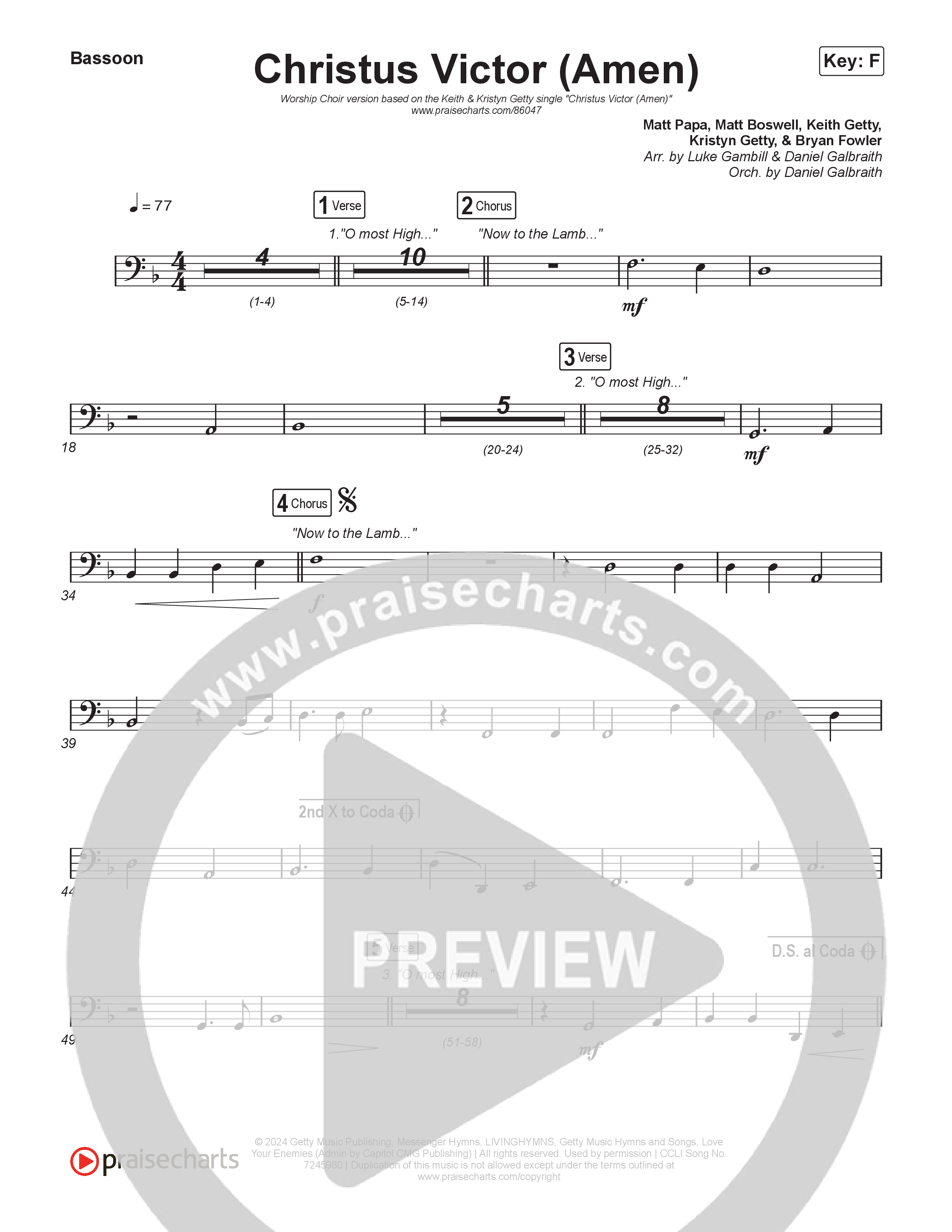 Christus Victor (Amen) (Worship Choir/SAB) Bassoon (Keith & Kristyn Getty / Arr. Luke Gambill)