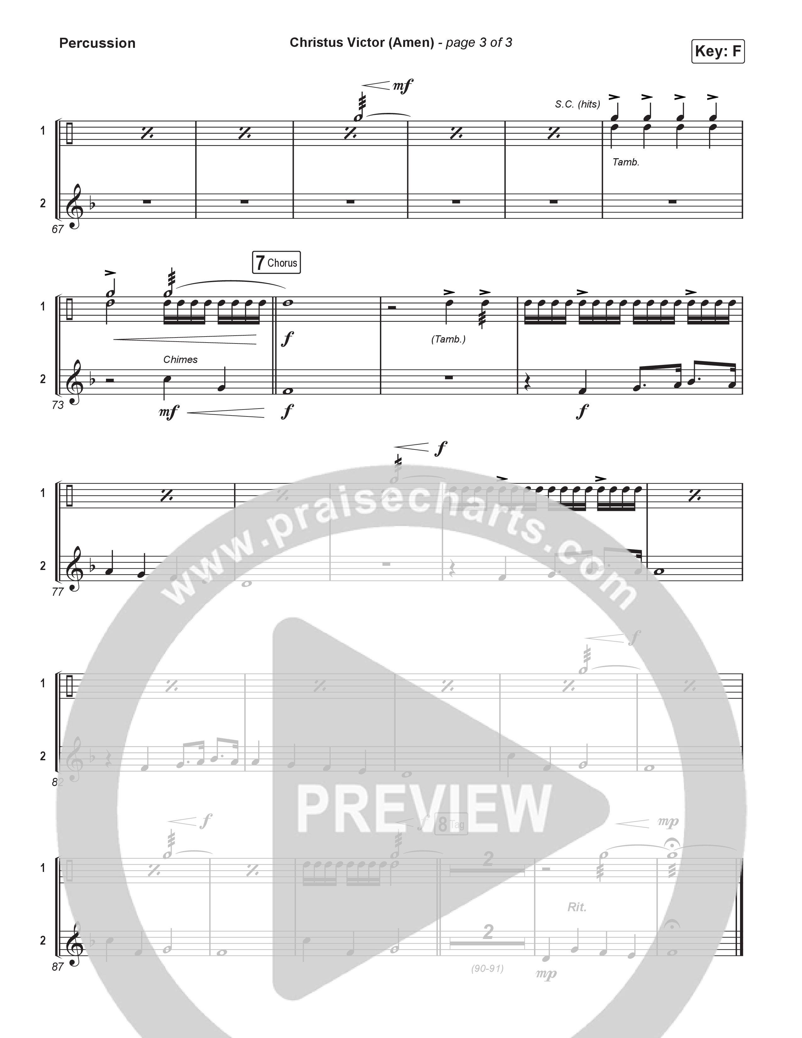 Christus Victor (Amen) (Worship Choir/SAB) Percussion (Keith & Kristyn Getty / Arr. Luke Gambill)