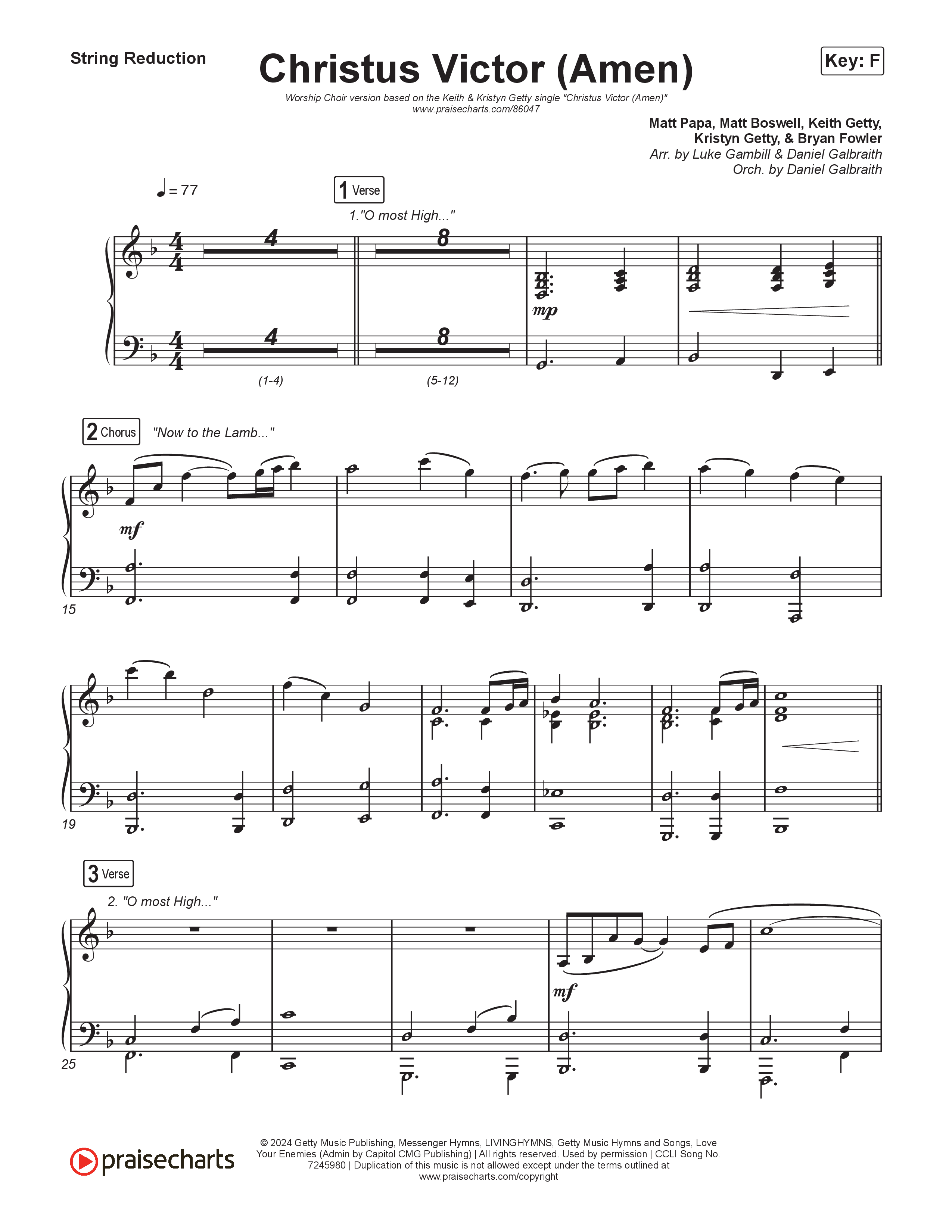 Christus Victor (Amen) (Worship Choir/SAB) String Reduction (Keith & Kristyn Getty / Arr. Luke Gambill)