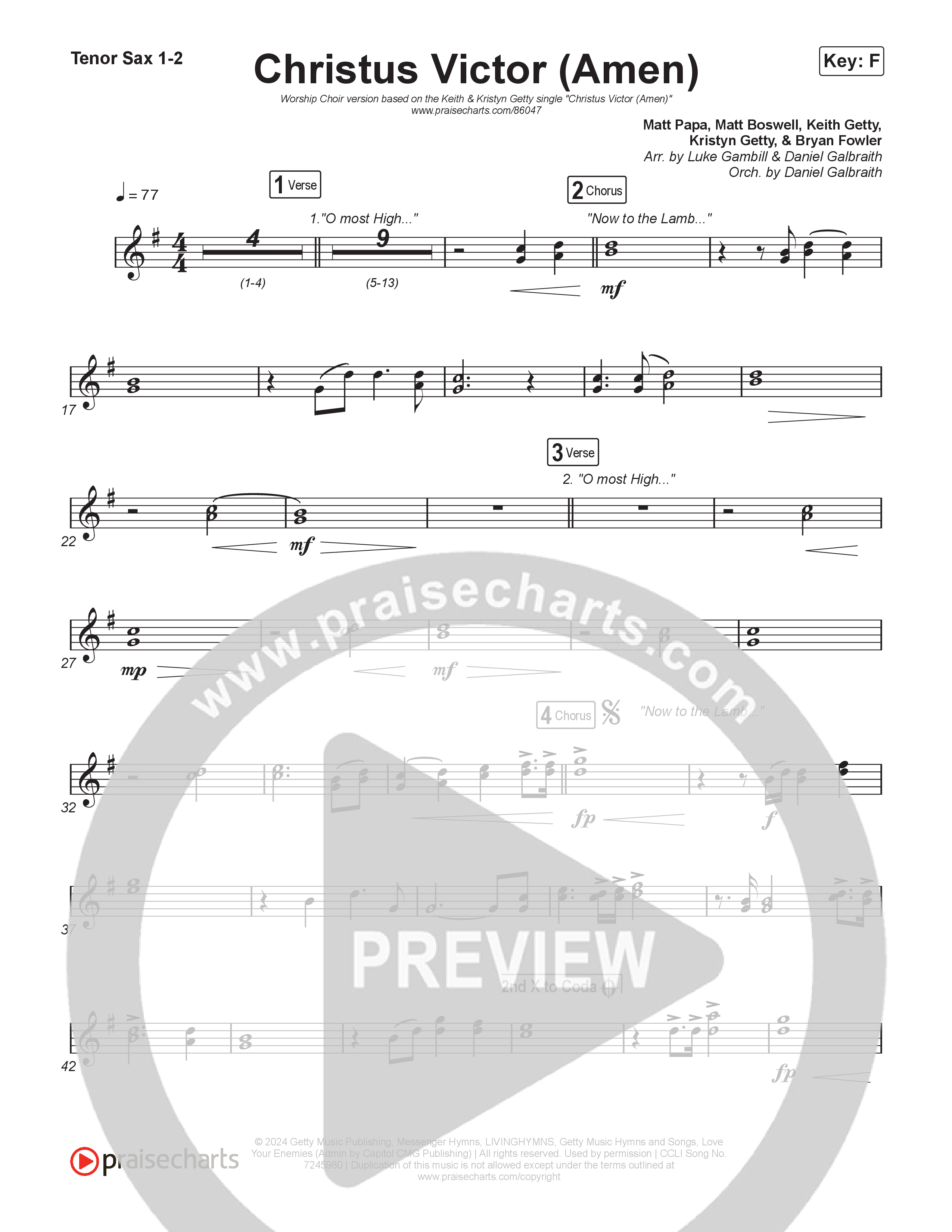 Christus Victor (Amen) (Worship Choir/SAB) Sax Pack (Keith & Kristyn Getty / Arr. Luke Gambill)