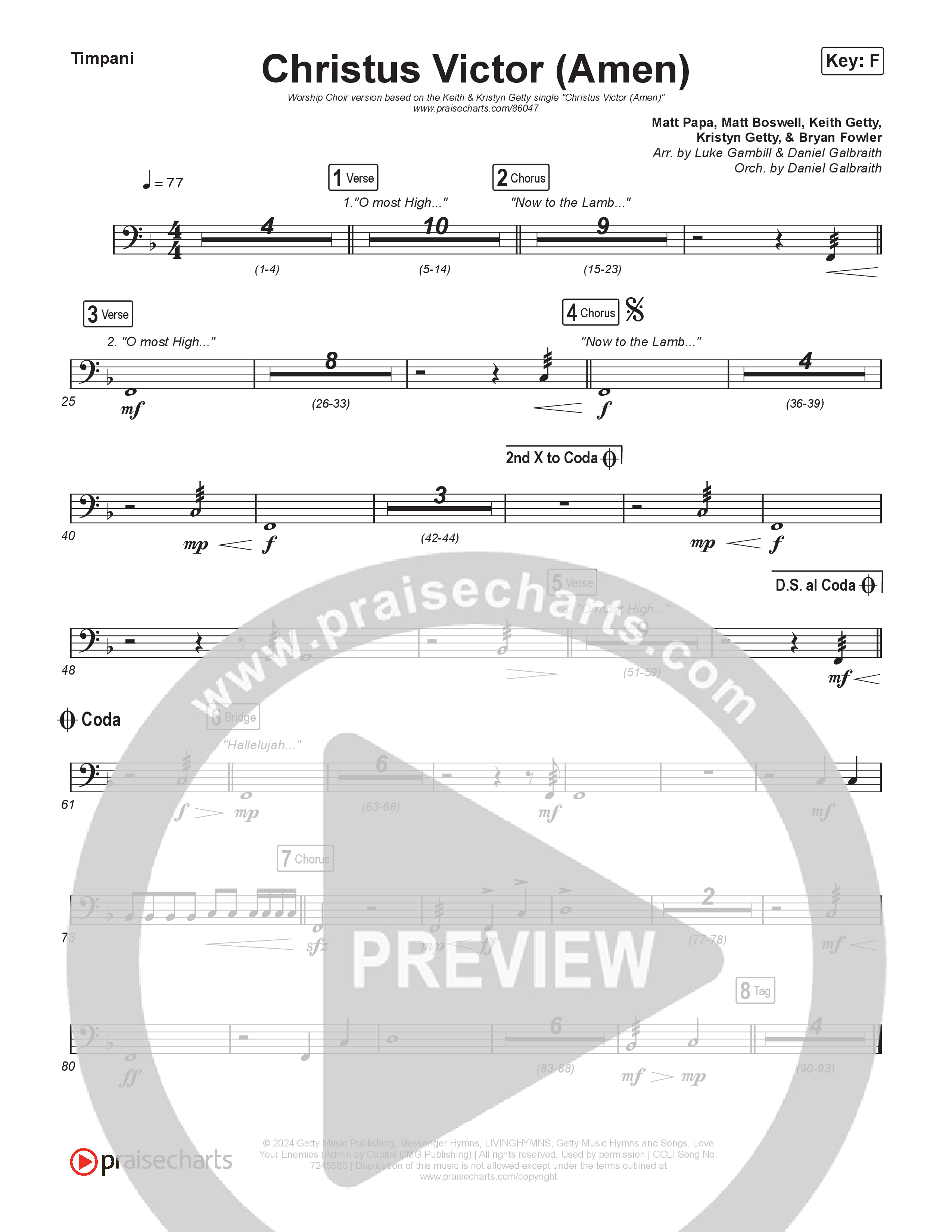 Christus Victor (Amen) (Worship Choir/SAB) Timpani (Keith & Kristyn Getty / Arr. Luke Gambill)