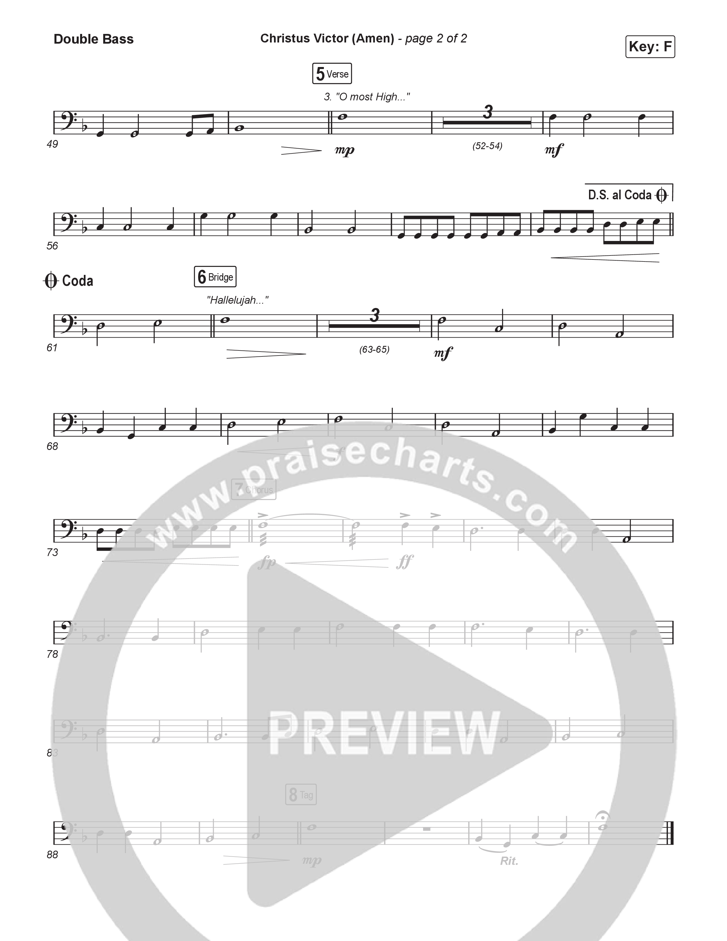 Christus Victor (Amen) (Unison/2-Part) Double Bass (Keith & Kristyn Getty / Arr. Luke Gambill)