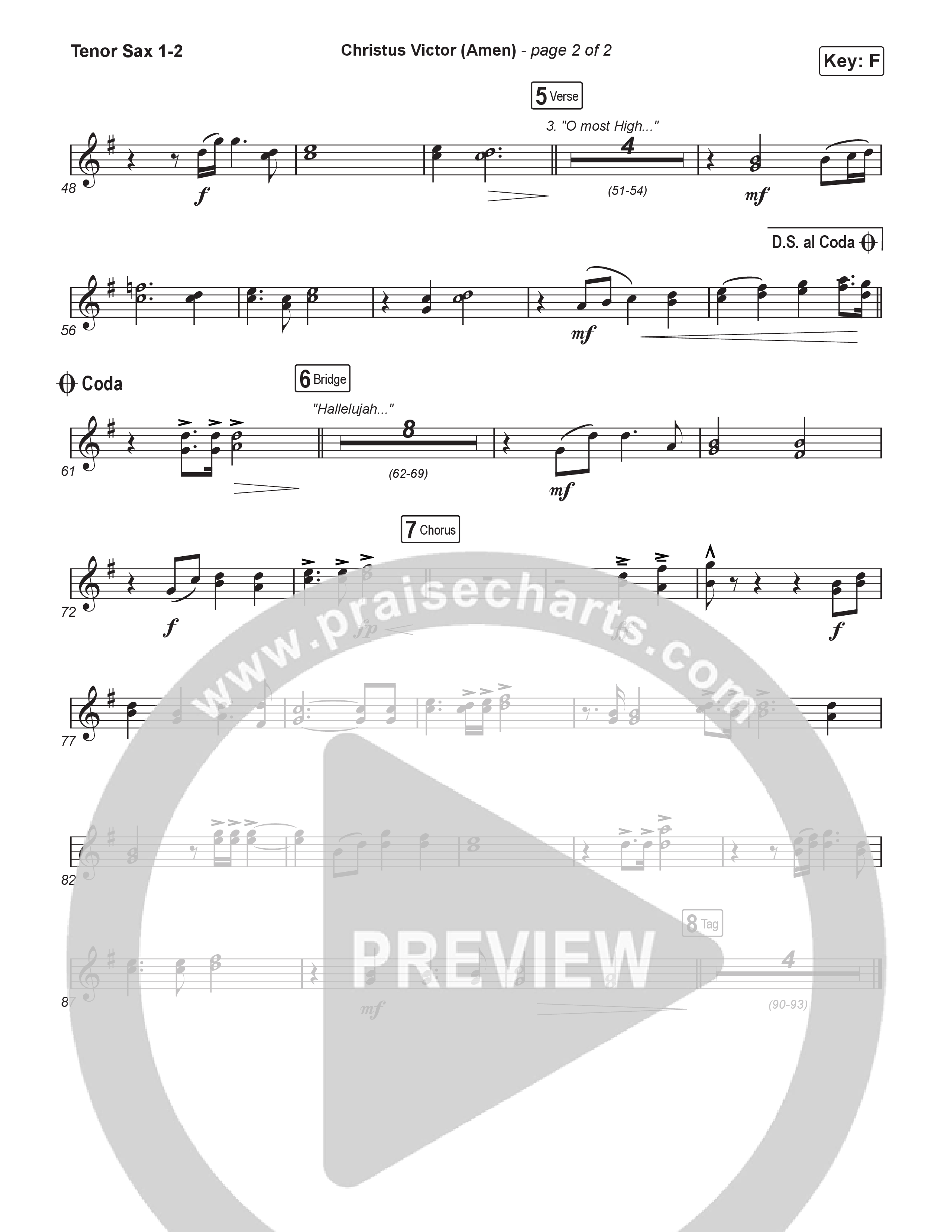 Christus Victor (Amen) (Unison/2-Part) Tenor Sax 1/2 (Keith & Kristyn Getty / Arr. Luke Gambill)