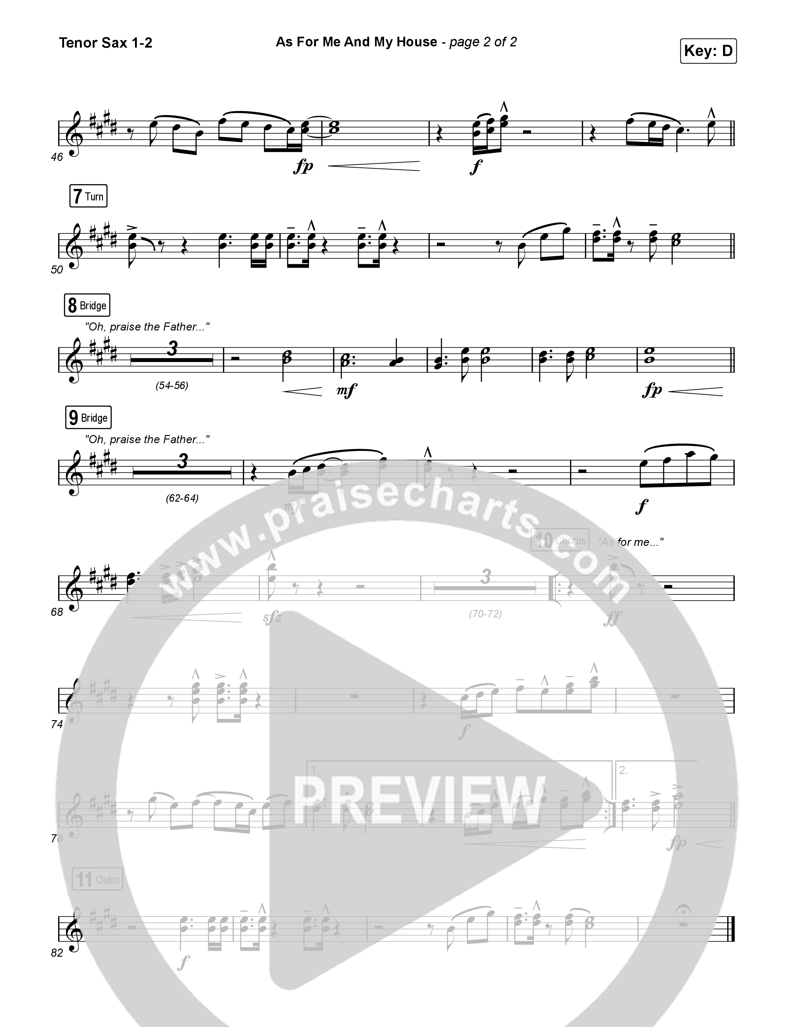 As For Me And My House (Choral Anthem SATB) Tenor Sax 1,2 (Keith & Kristyn Getty / Cochren & Co / Arr. Luke Gambill)