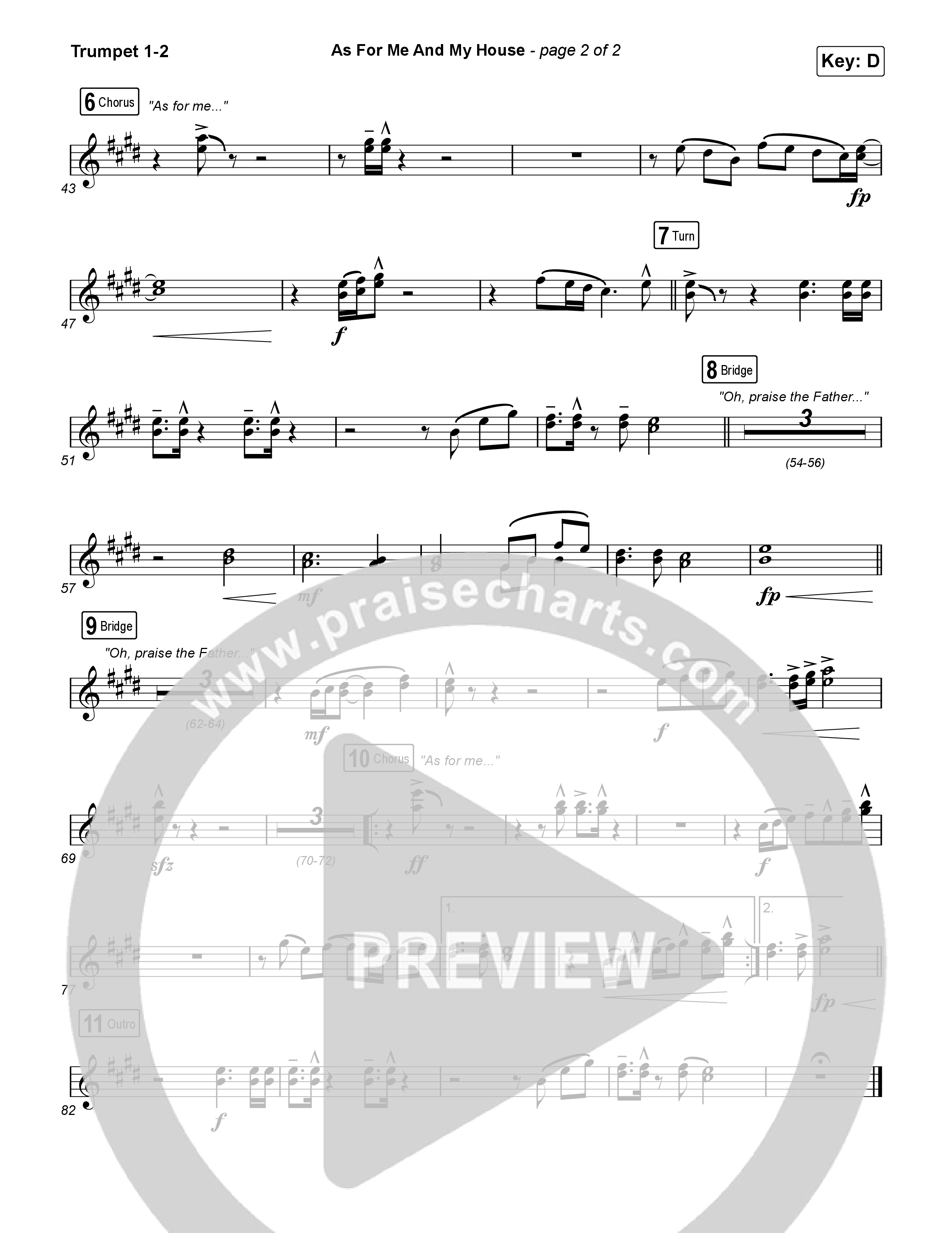 As For Me And My House (Choral Anthem SATB) Trumpet 1,2 (Keith & Kristyn Getty / Cochren & Co / Arr. Luke Gambill)