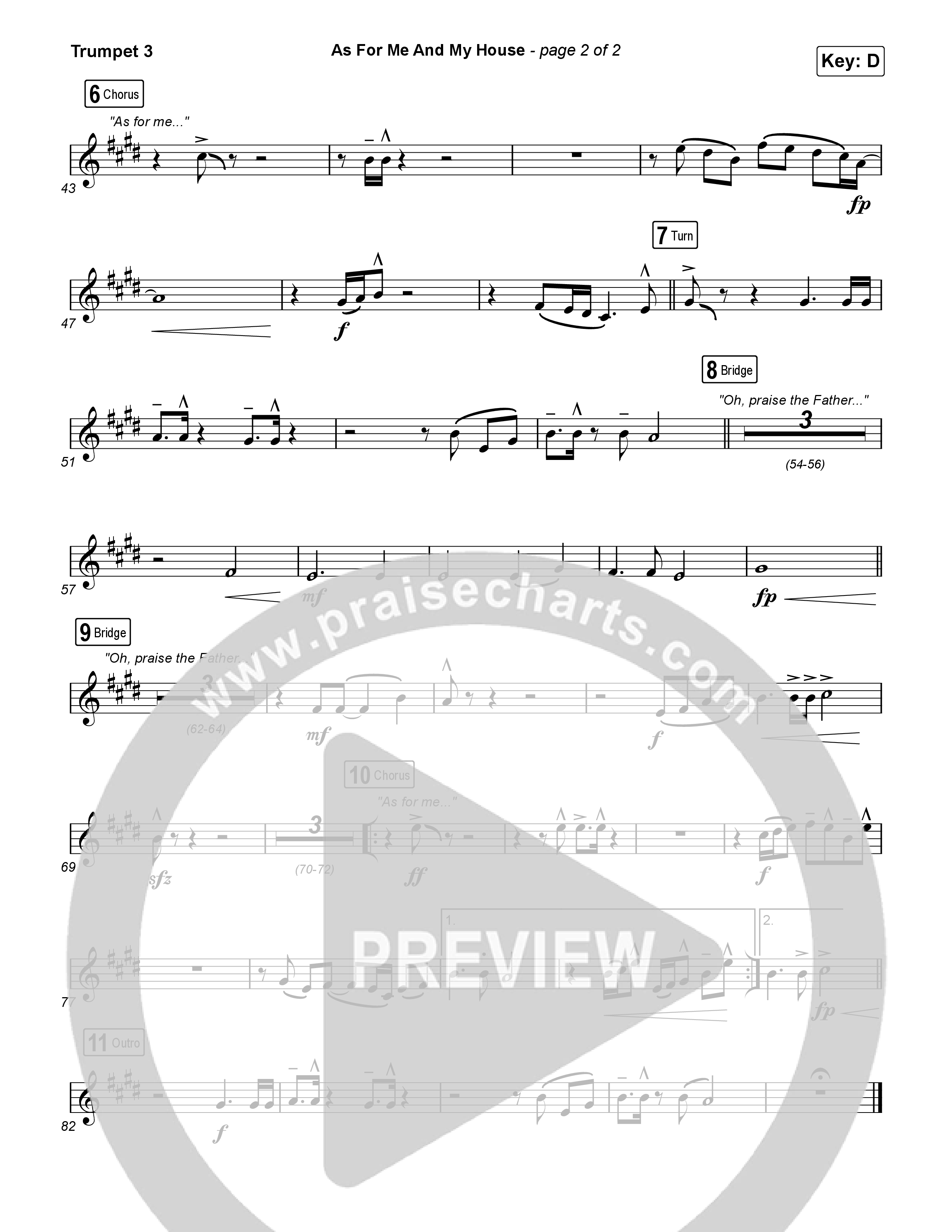 As For Me And My House (Choral Anthem SATB) Trumpet 3 (Keith & Kristyn Getty / Cochren & Co / Arr. Luke Gambill)