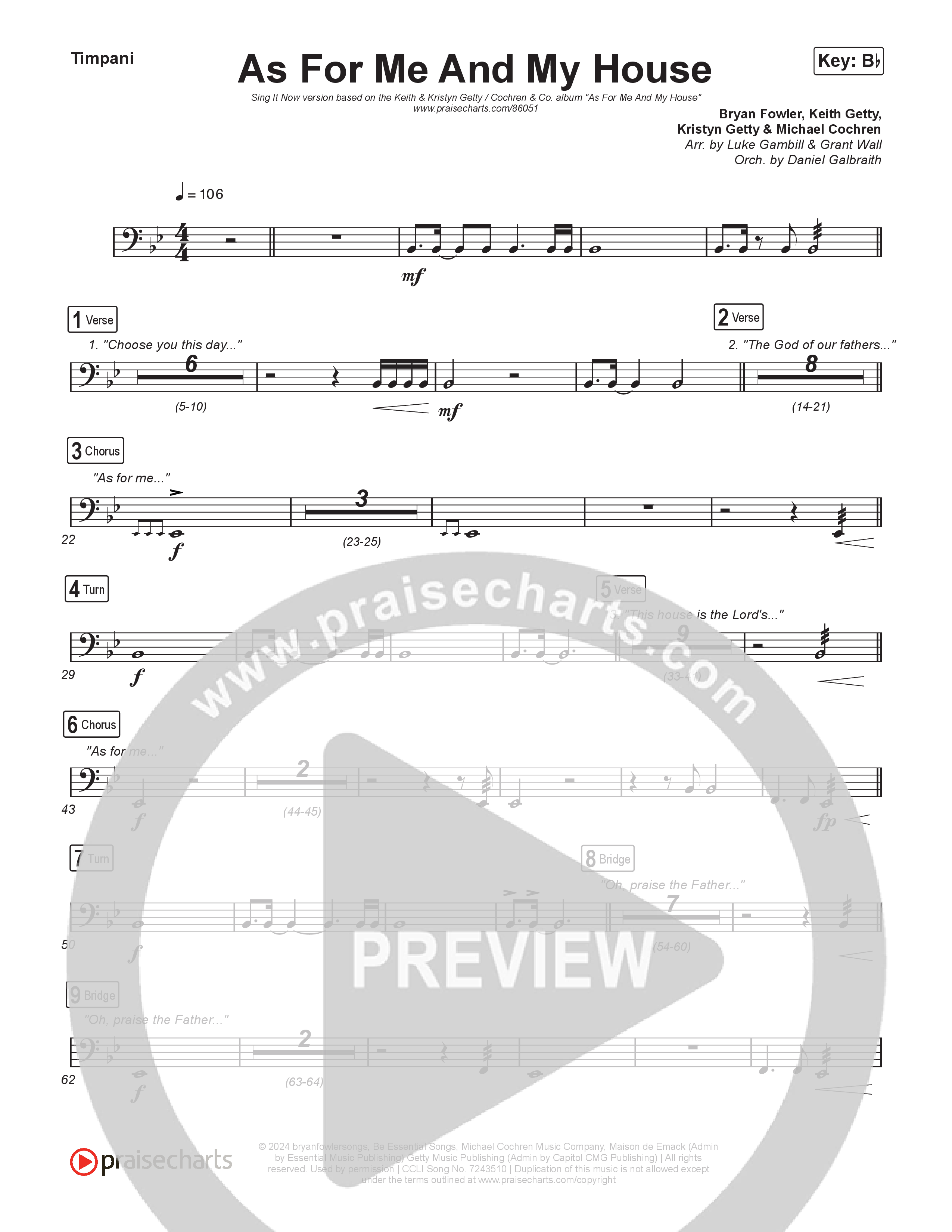 As For Me And My House (Sing It Now) Timpani (Keith & Kristyn Getty / Cochren & Co / Arr. Luke Gambill)