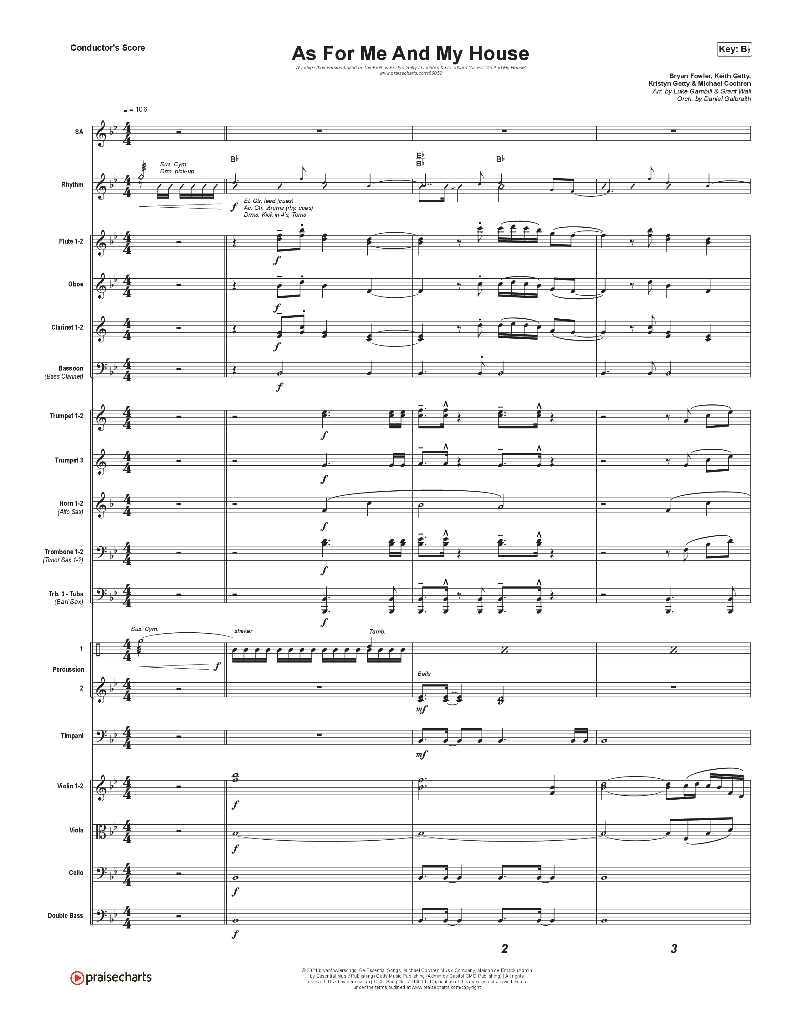As For Me And My House (Worship Choir/SAB) Orchestration (No Vocals) (Keith & Kristyn Getty / Cochren & Co / Arr. Luke Gambill)