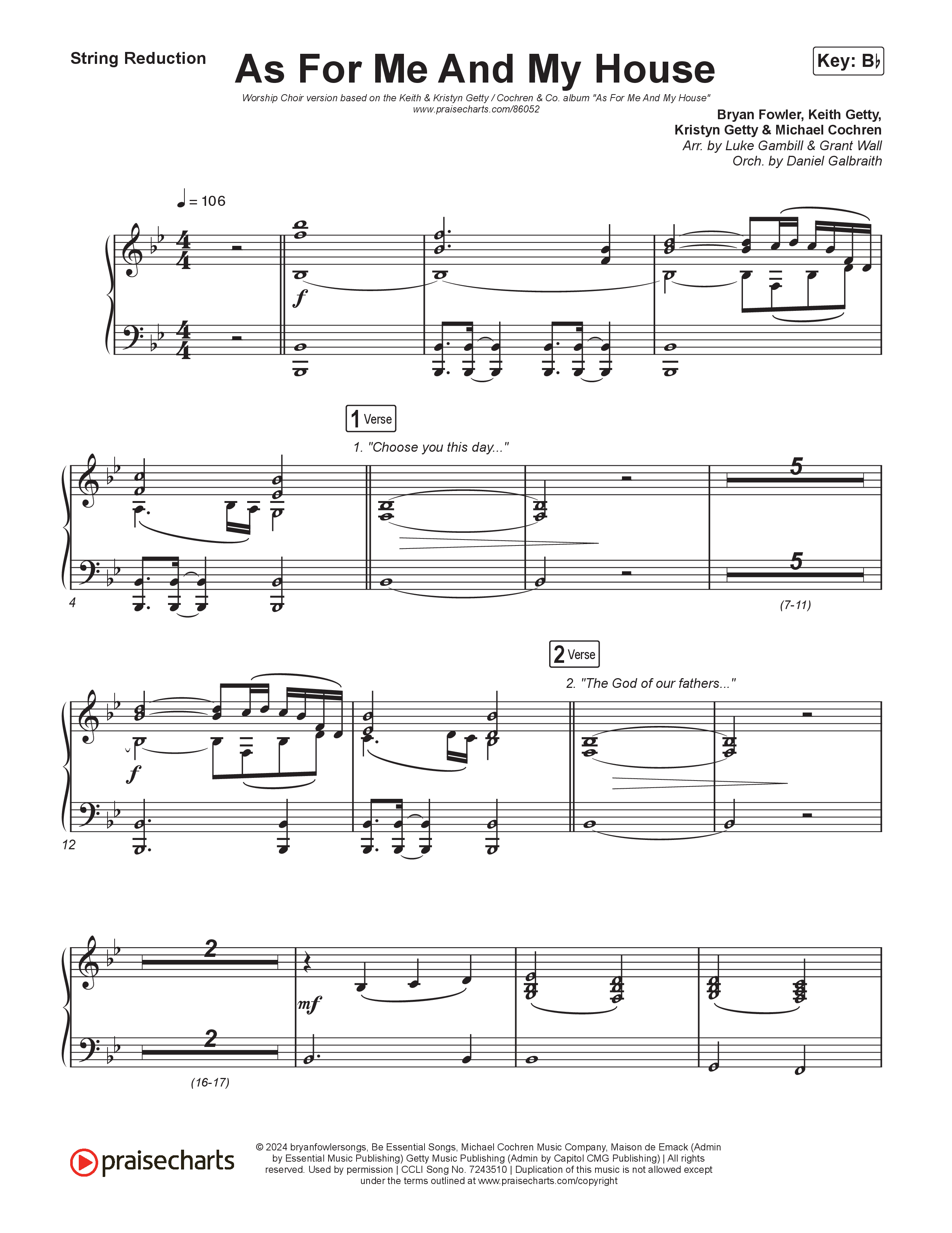 As For Me And My House (Worship Choir/SAB) String Reduction (Keith & Kristyn Getty / Cochren & Co / Arr. Luke Gambill)