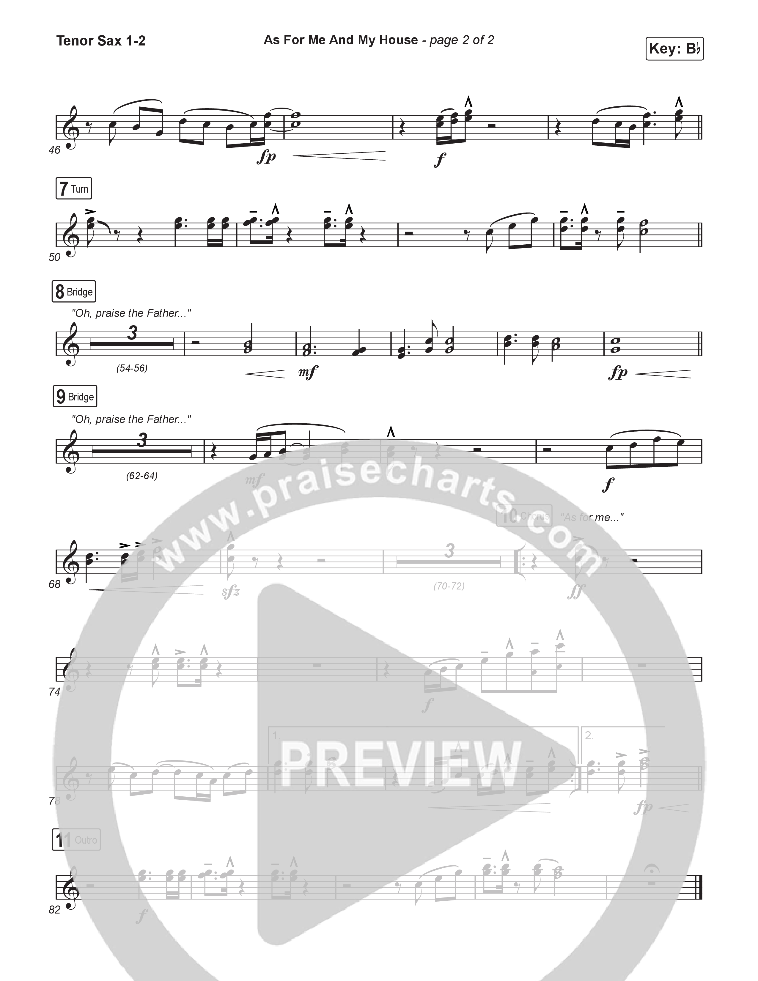 As For Me And My House (Worship Choir/SAB) Tenor Sax 1/2 (Keith & Kristyn Getty / Cochren & Co / Arr. Luke Gambill)