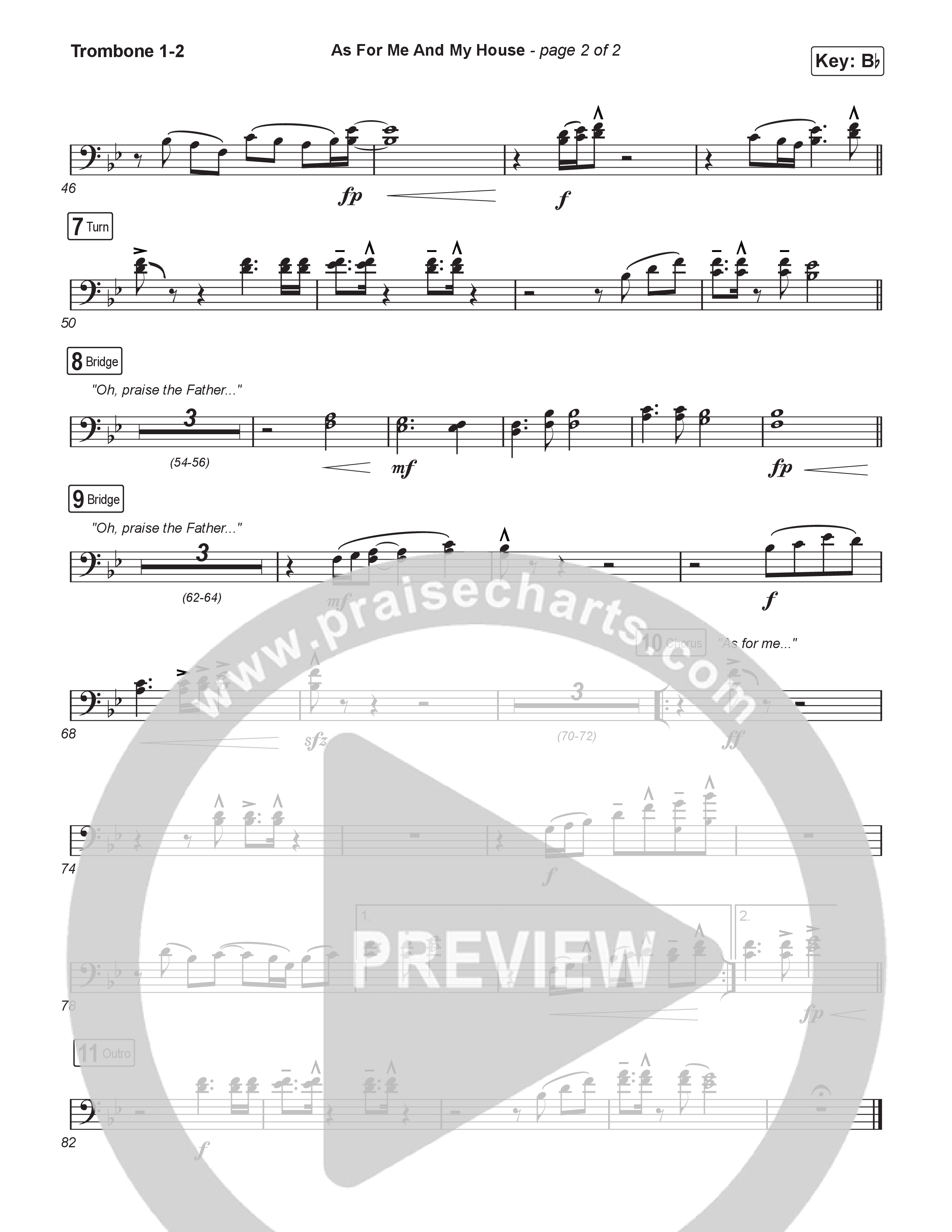 As For Me And My House (Worship Choir/SAB) Trombone 1/2 (Keith & Kristyn Getty / Cochren & Co / Arr. Luke Gambill)