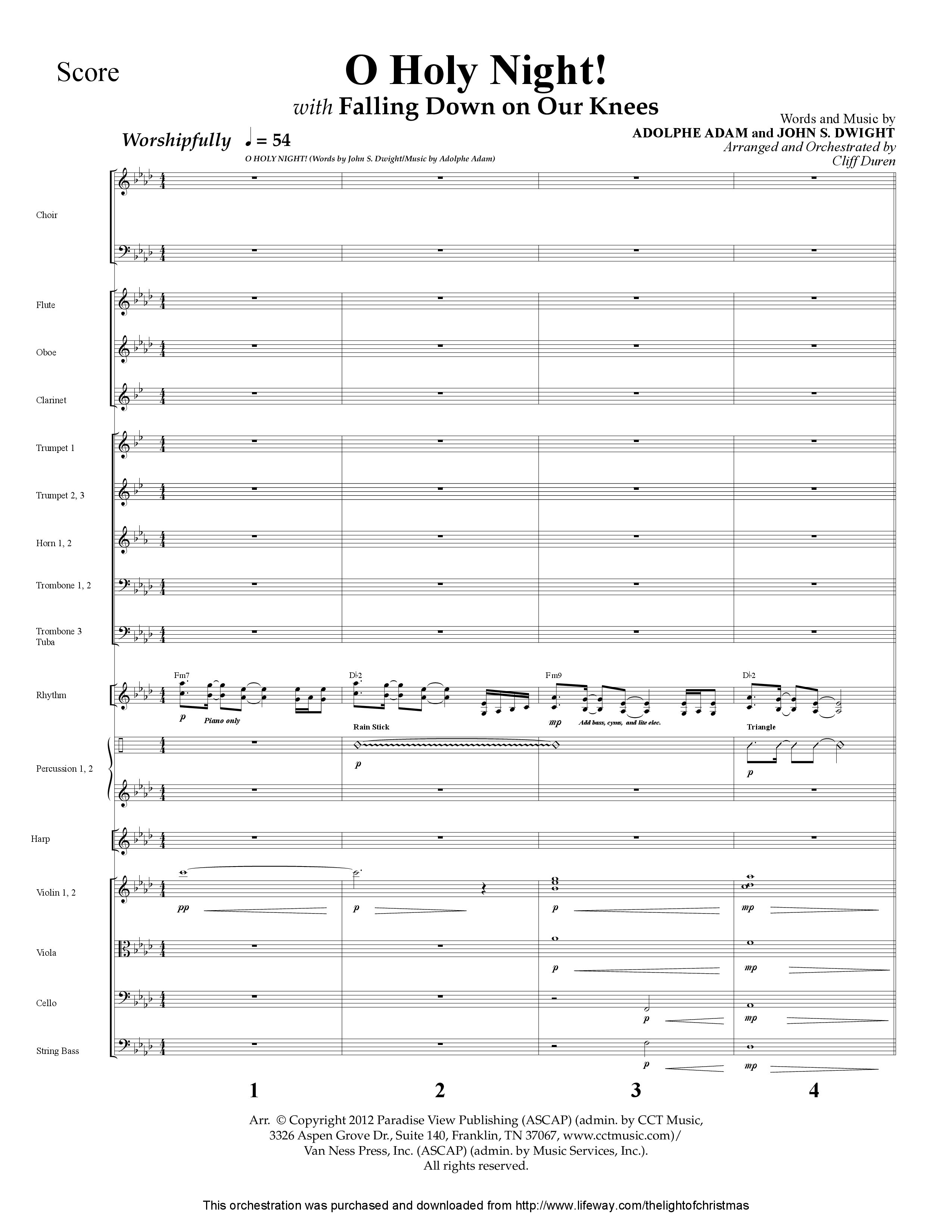 O Holy Night (with Falling Down On Our Knees) (Choral Anthem SATB) Orchestration (Lifeway Choral / Arr. Cliff Duren)