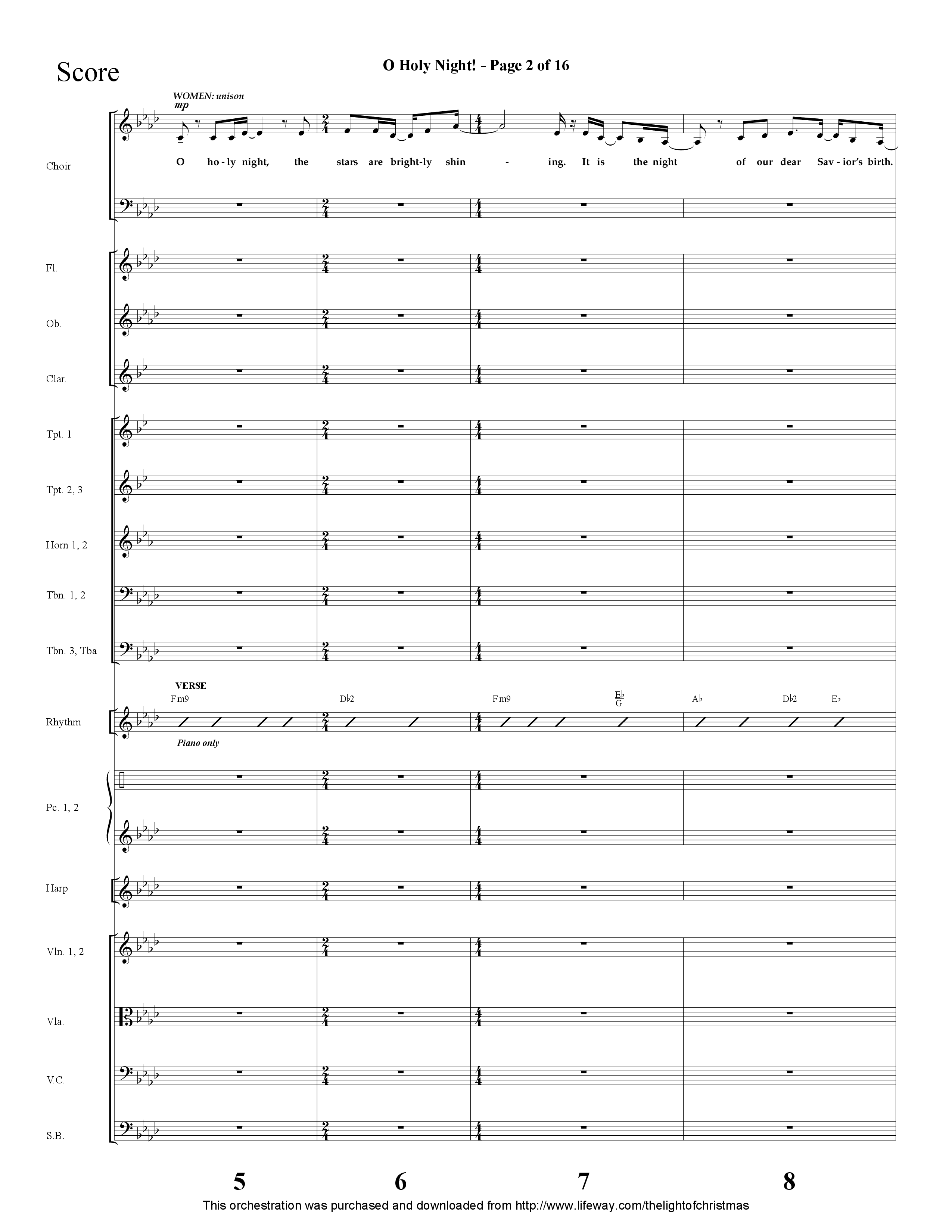 O Holy Night (with Falling Down On Our Knees) (Choral Anthem SATB) Orchestration (Lifeway Choral / Arr. Cliff Duren)