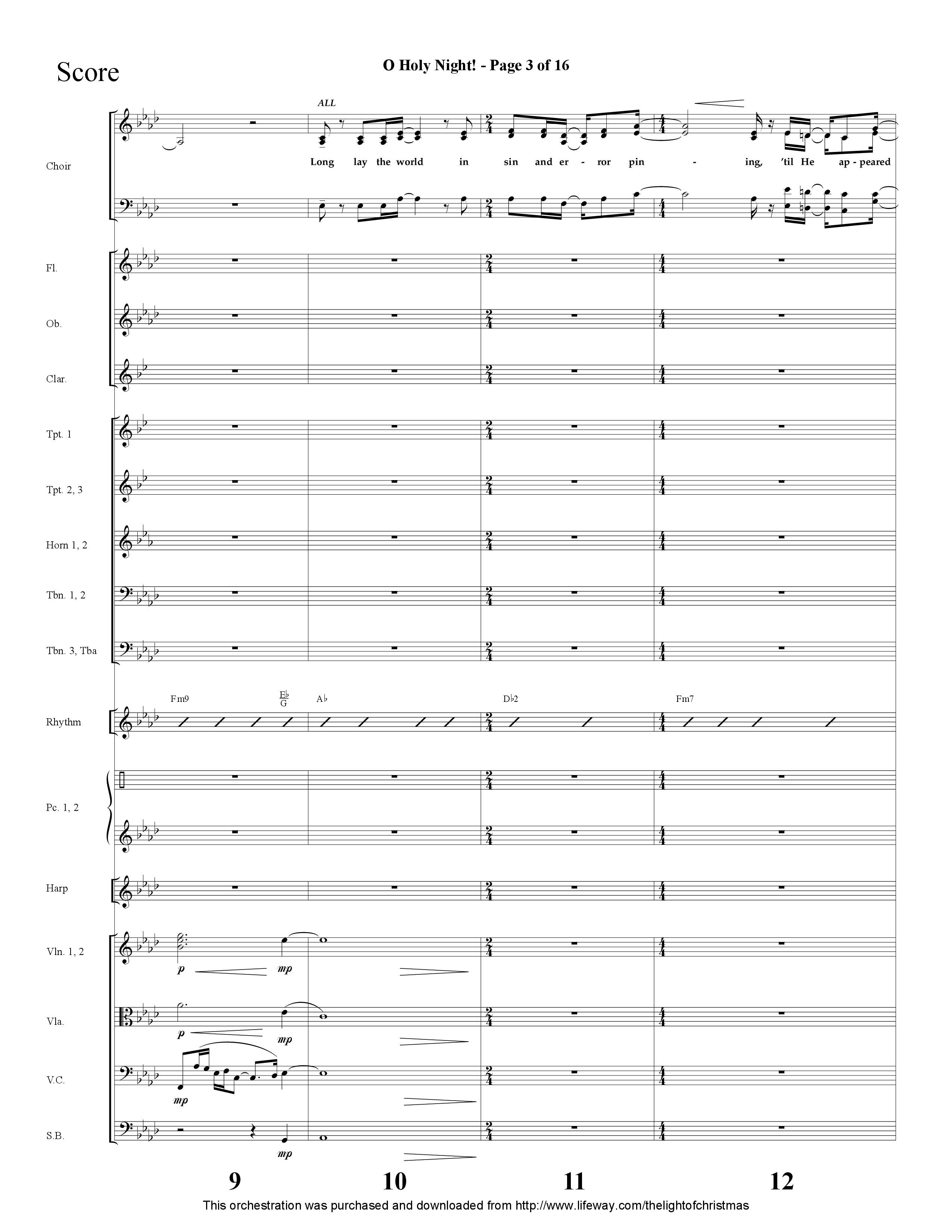 O Holy Night (with Falling Down On Our Knees) (Choral Anthem SATB) Orchestration (Lifeway Choral / Arr. Cliff Duren)