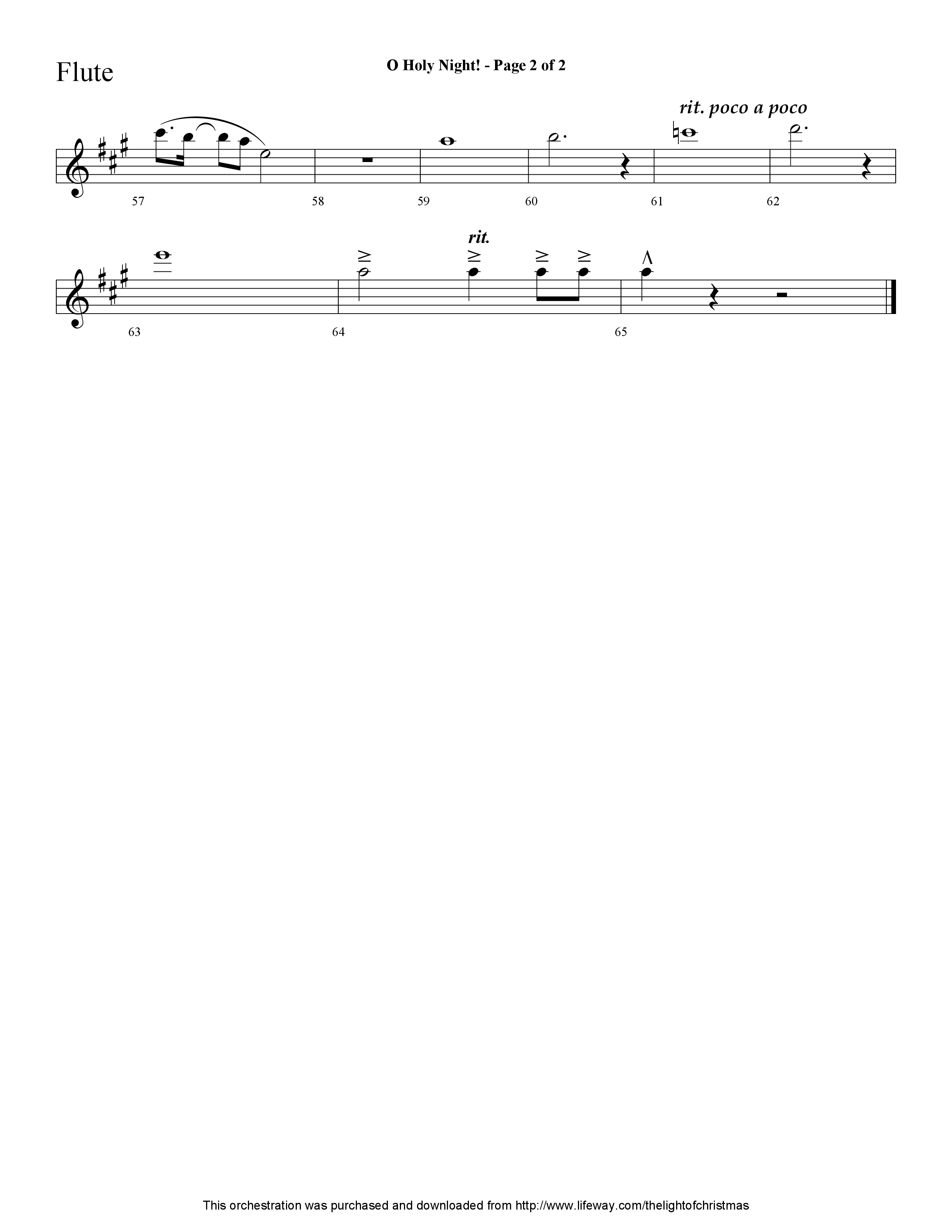 O Holy Night (with Falling Down On Our Knees) (Choral Anthem SATB) Flute (Lifeway Choral / Arr. Cliff Duren)