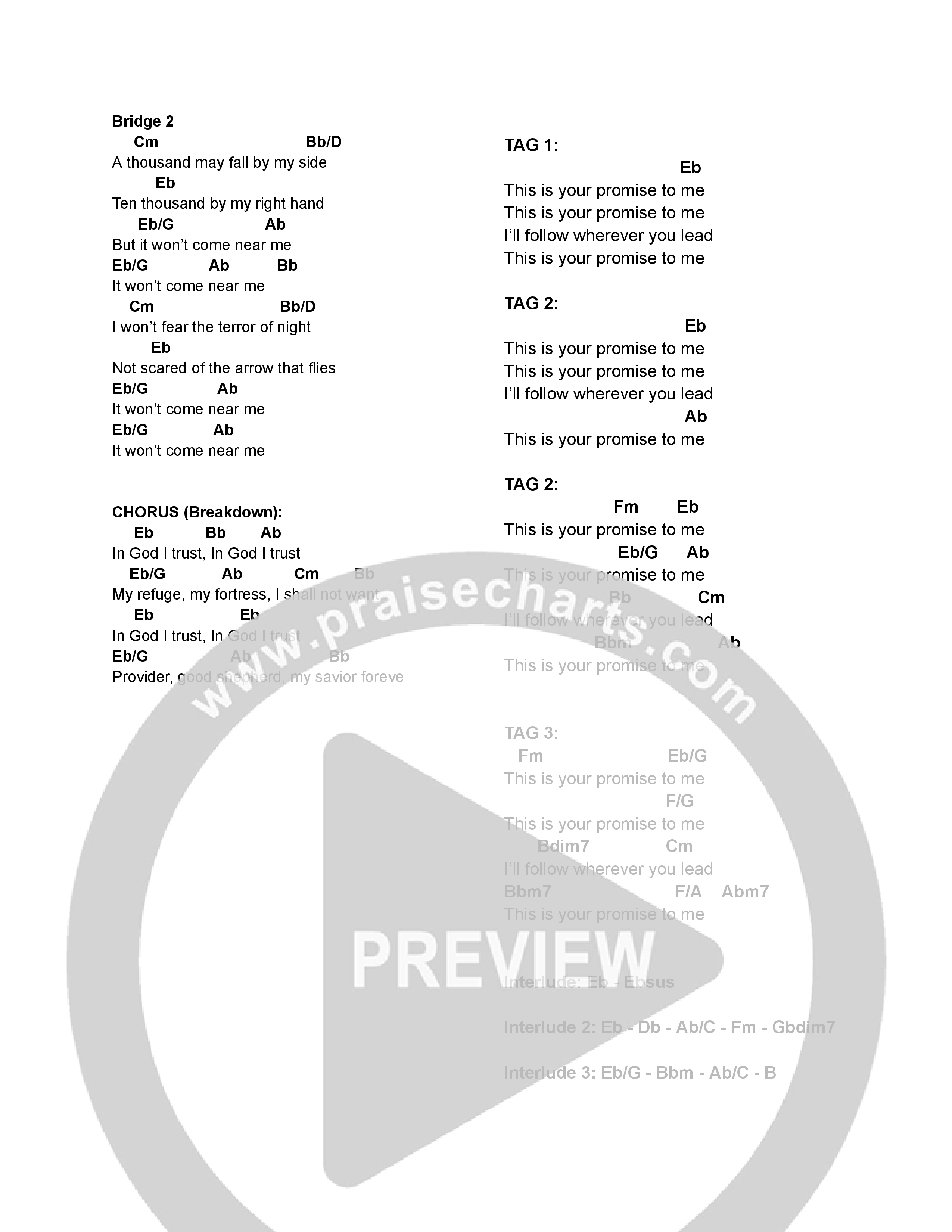 In God I Trust Chord Chart (North Palm Worship)
