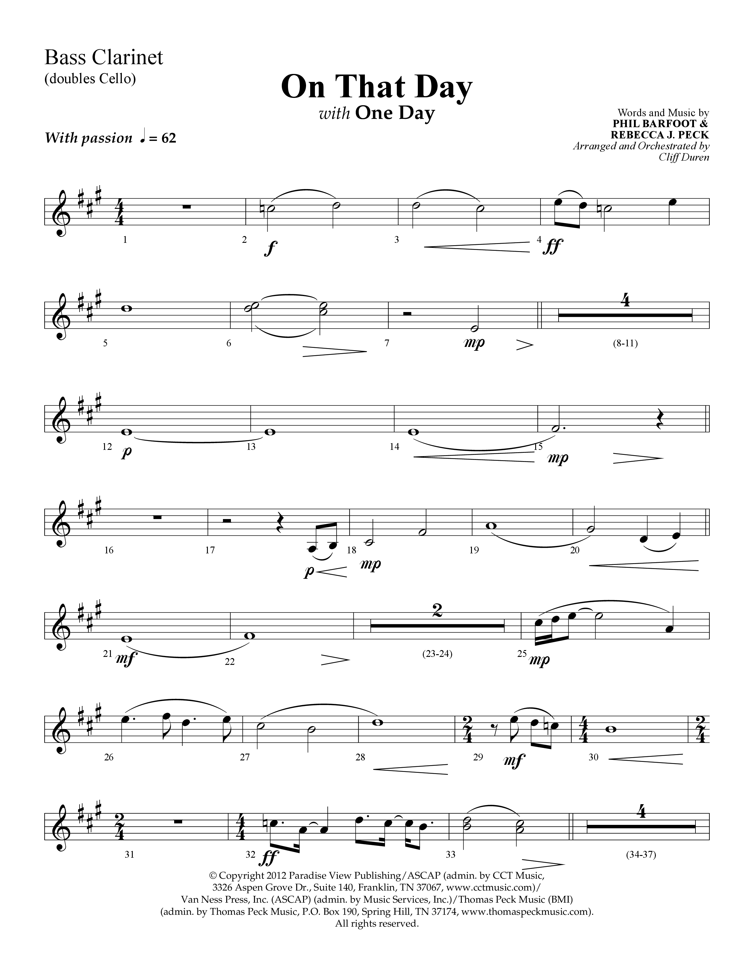 On That Day (with One Day) (Choral Anthem SATB) Bass Clarinet (Lifeway Choral / Arr. Cliff Duren)