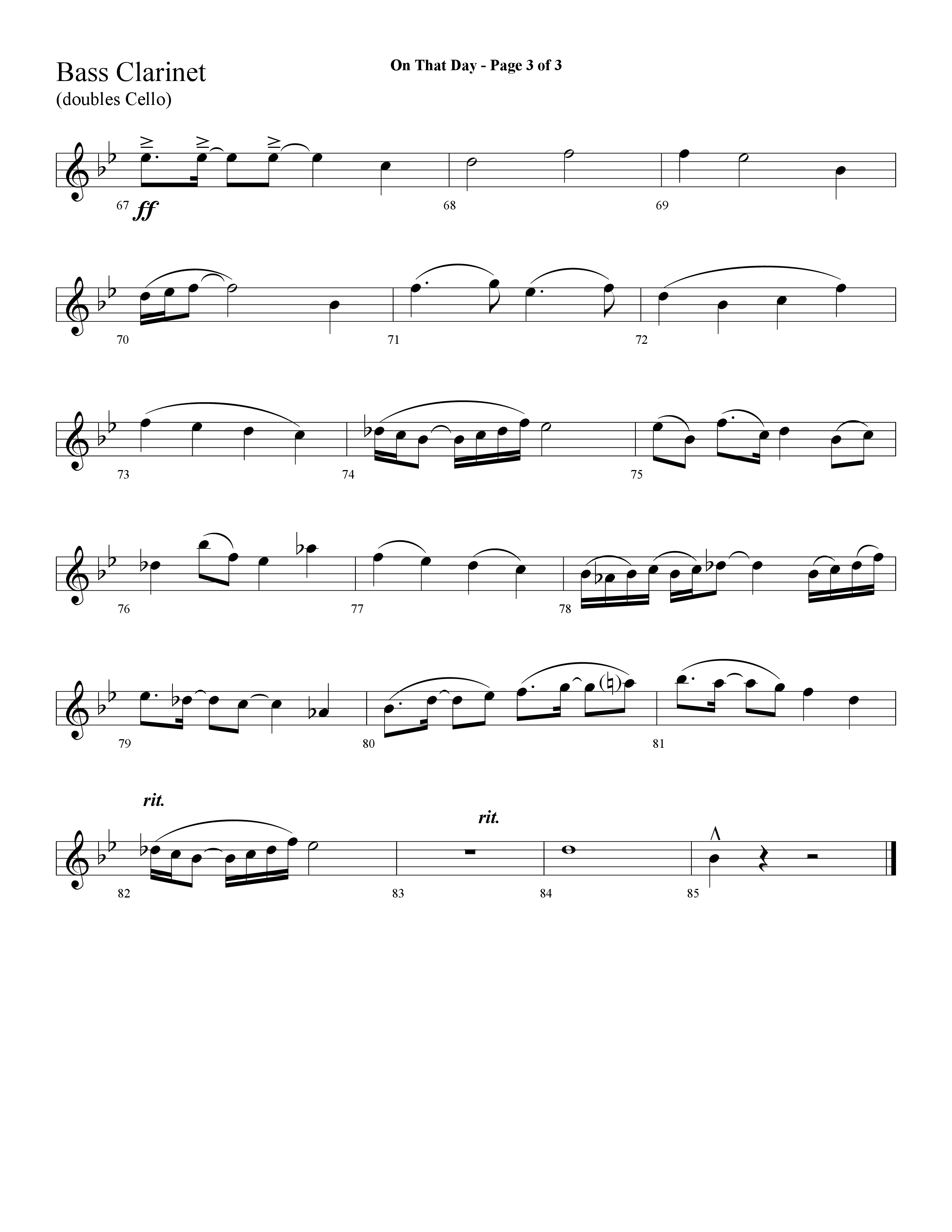 On That Day (with One Day) (Choral Anthem SATB) Bass Clarinet (Lifeway Choral / Arr. Cliff Duren)