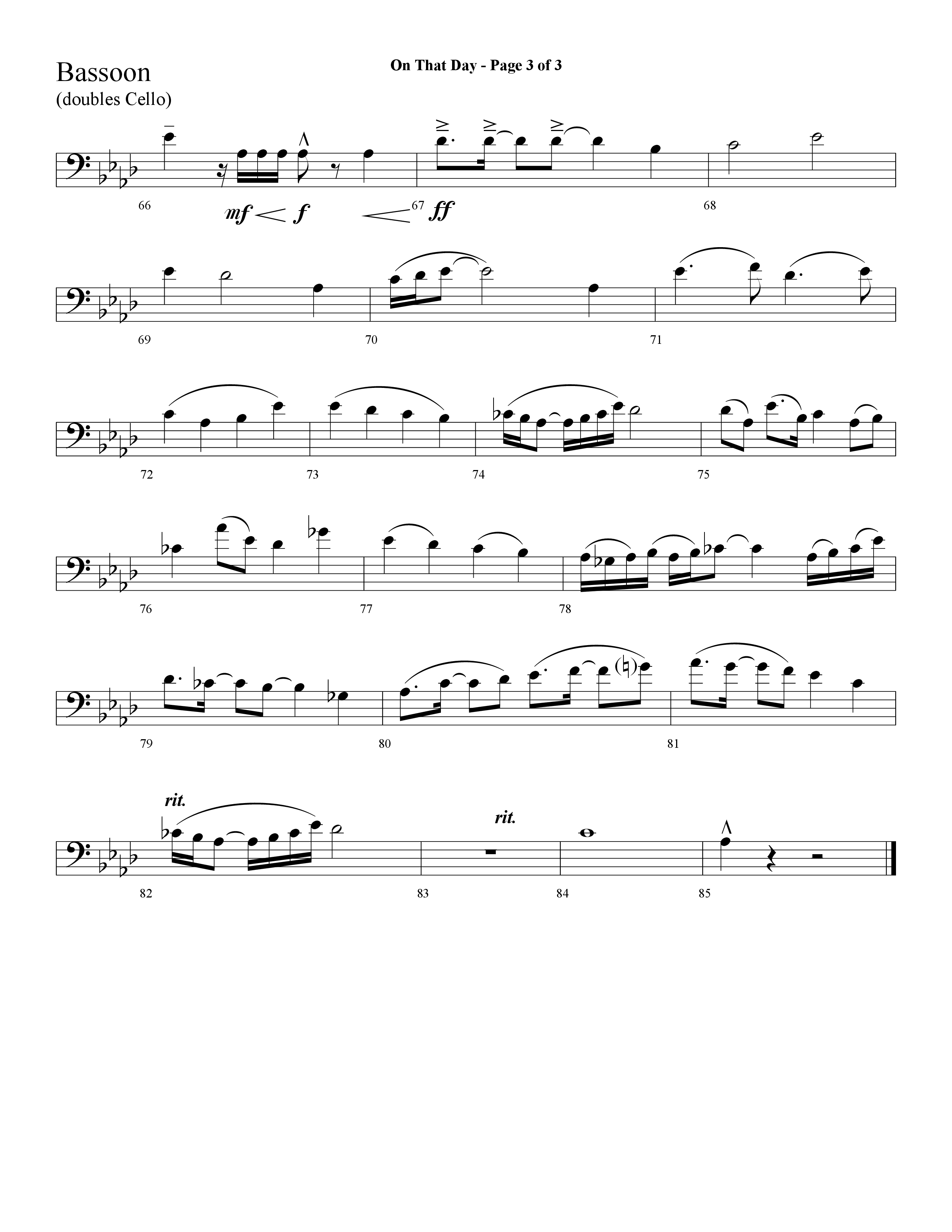 On That Day (with One Day) (Choral Anthem SATB) Bassoon (Lifeway Choral / Arr. Cliff Duren)