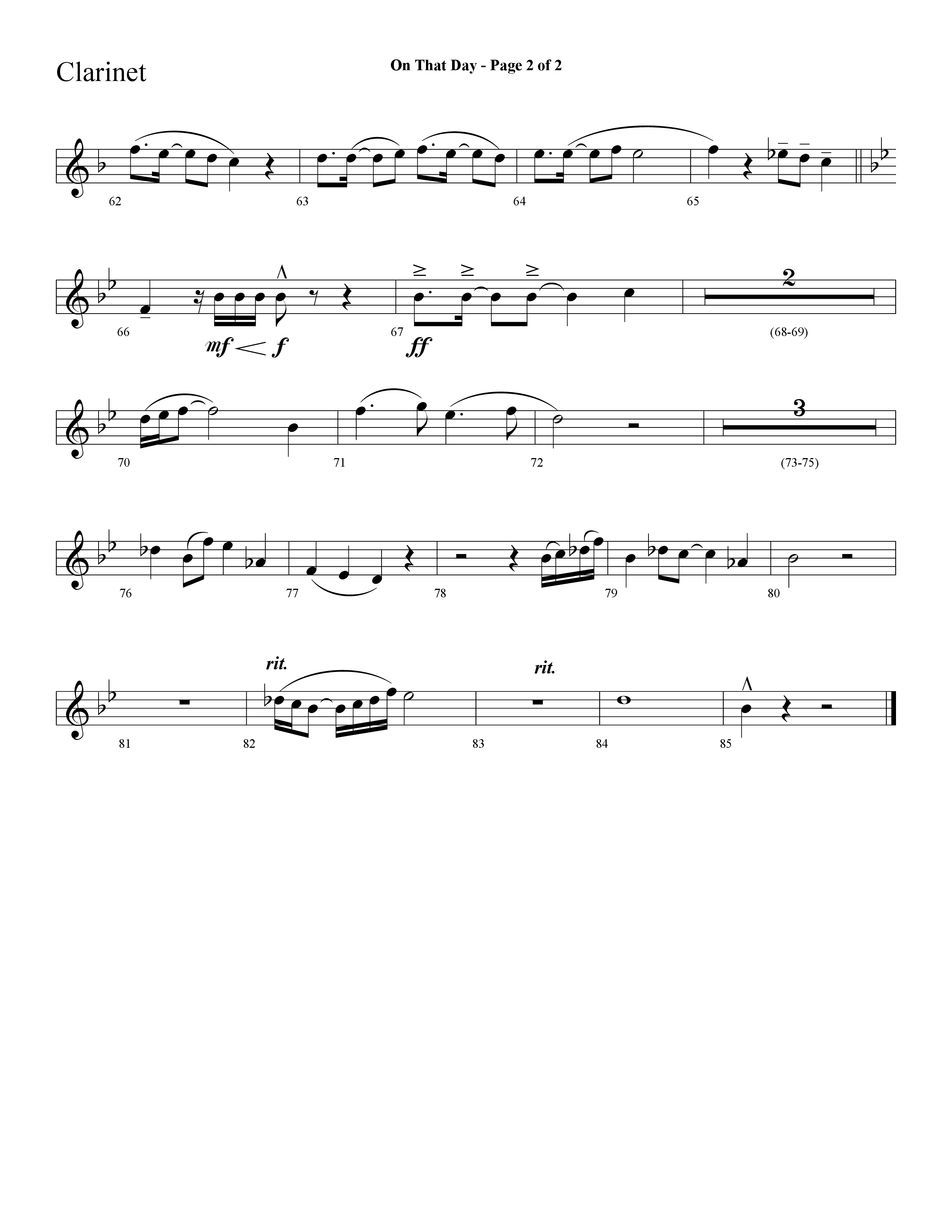 On That Day (with One Day) (Choral Anthem SATB) Clarinet (Lifeway Choral / Arr. Cliff Duren)