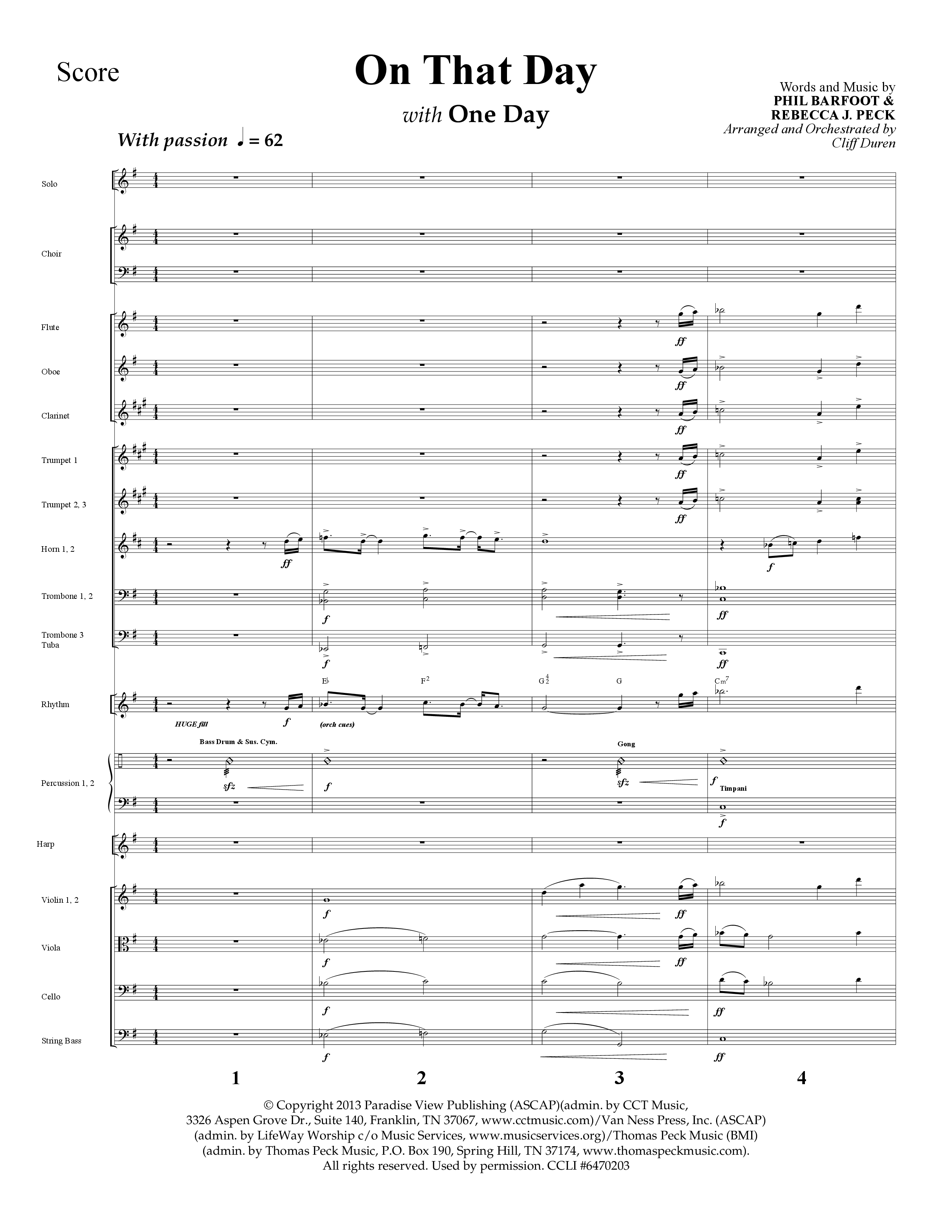 On That Day (with One Day) (Choral Anthem SATB) Orchestration (Lifeway Choral / Arr. Cliff Duren)