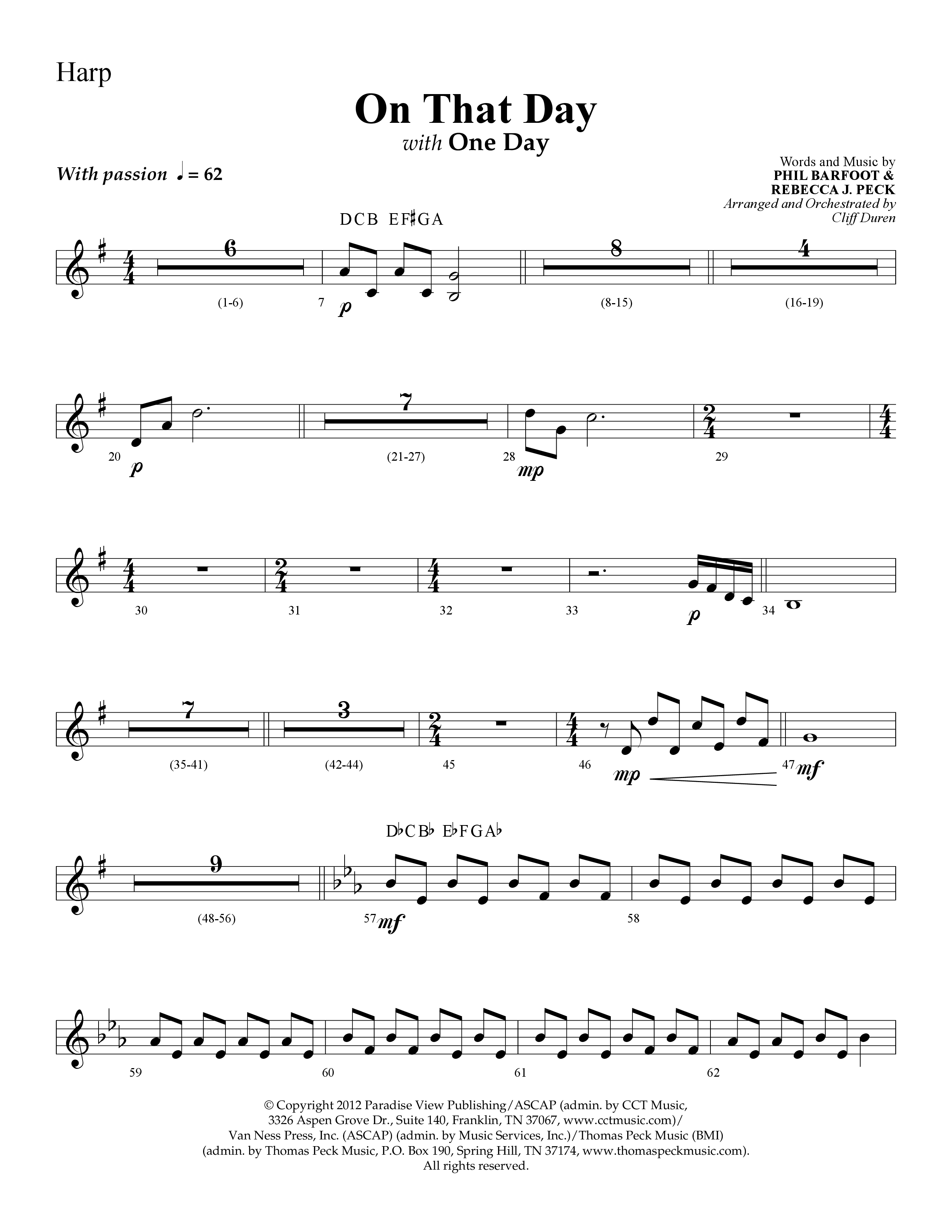 On That Day (with One Day) (Choral Anthem SATB) Harp (Lifeway Choral / Arr. Cliff Duren)