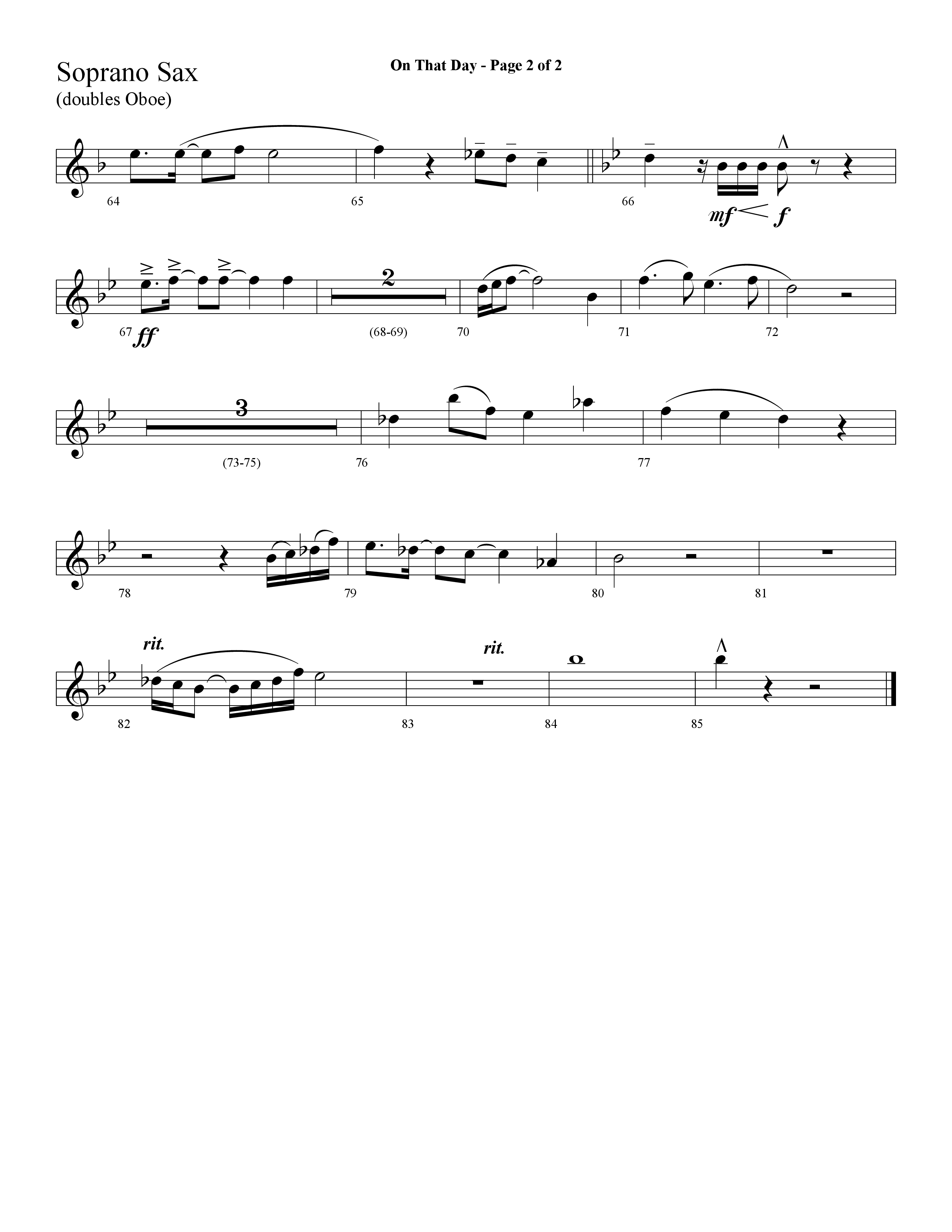 On That Day (with One Day) (Choral Anthem SATB) Soprano Sax (Lifeway Choral / Arr. Cliff Duren)