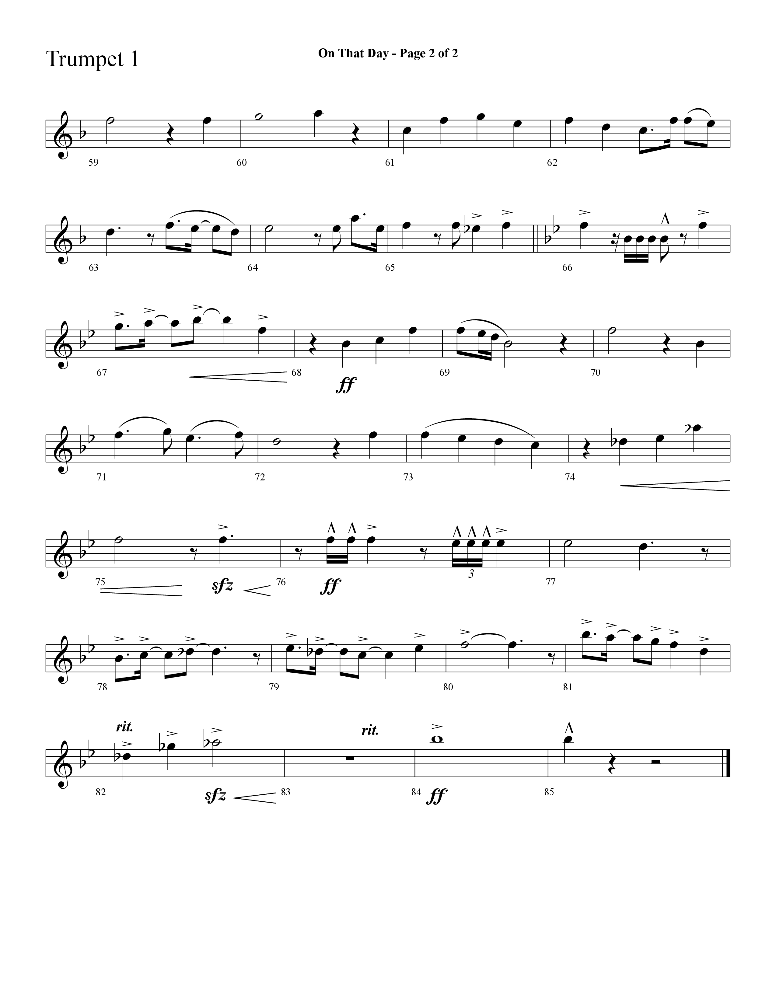 On That Day (with One Day) (Choral Anthem SATB) Trumpet 1 (Lifeway Choral / Arr. Cliff Duren)