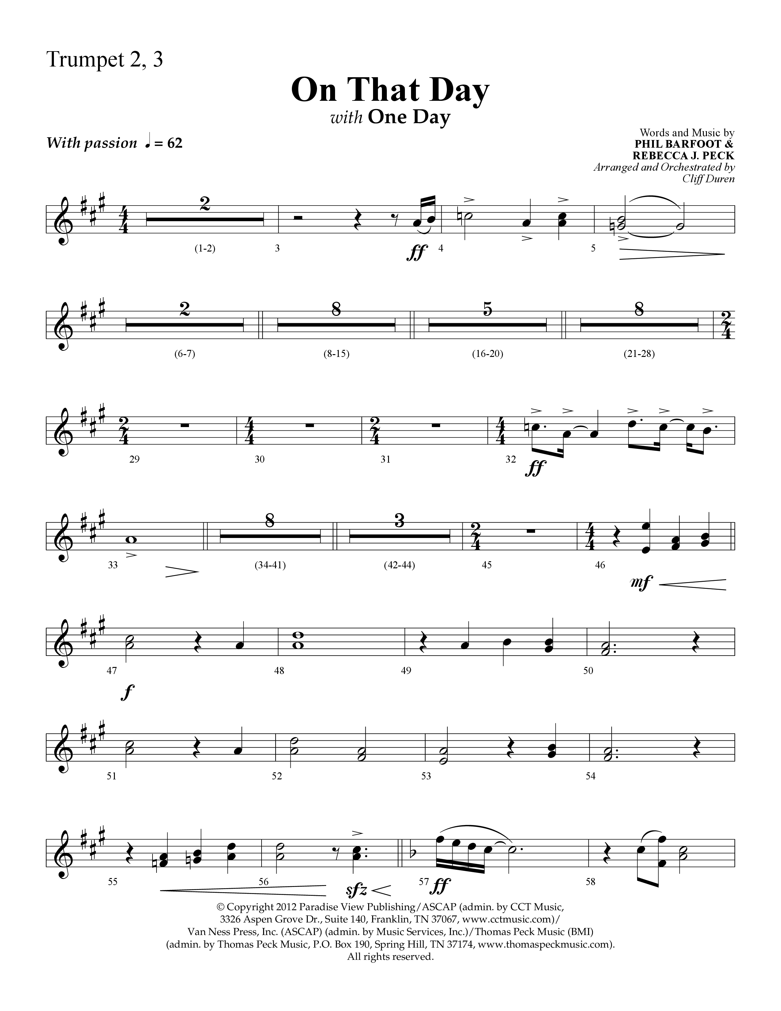 On That Day (with One Day) (Choral Anthem SATB) Trumpet 2/3 (Lifeway Choral / Arr. Cliff Duren)