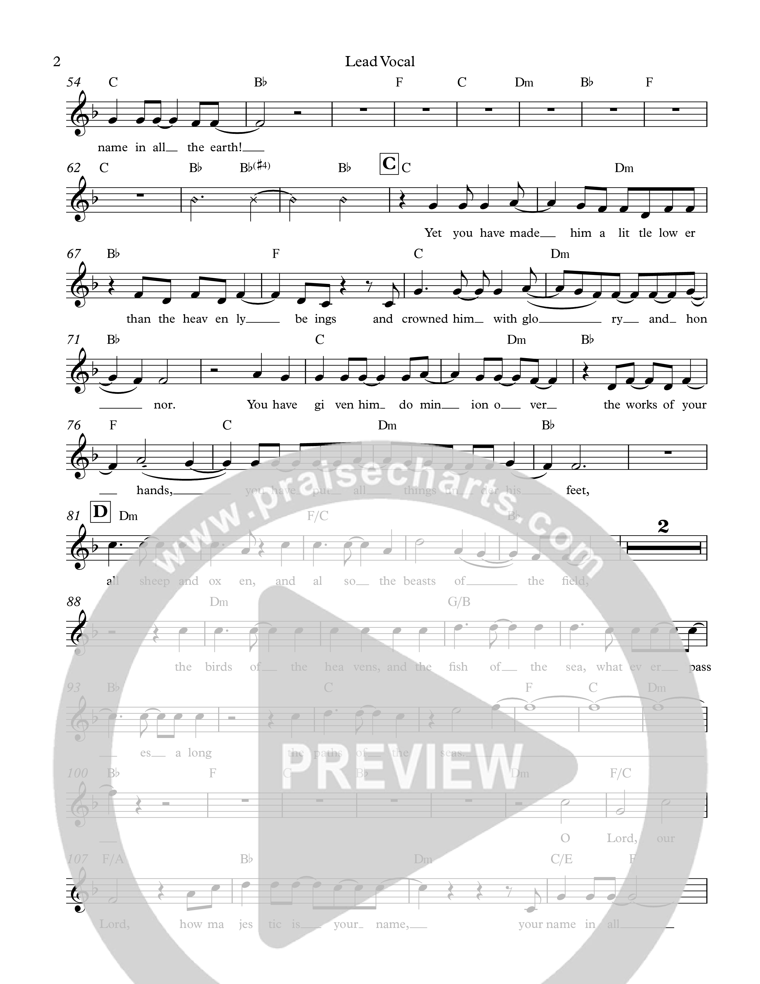 Psalm 8 Lead Sheet Melody (The Corner Room)